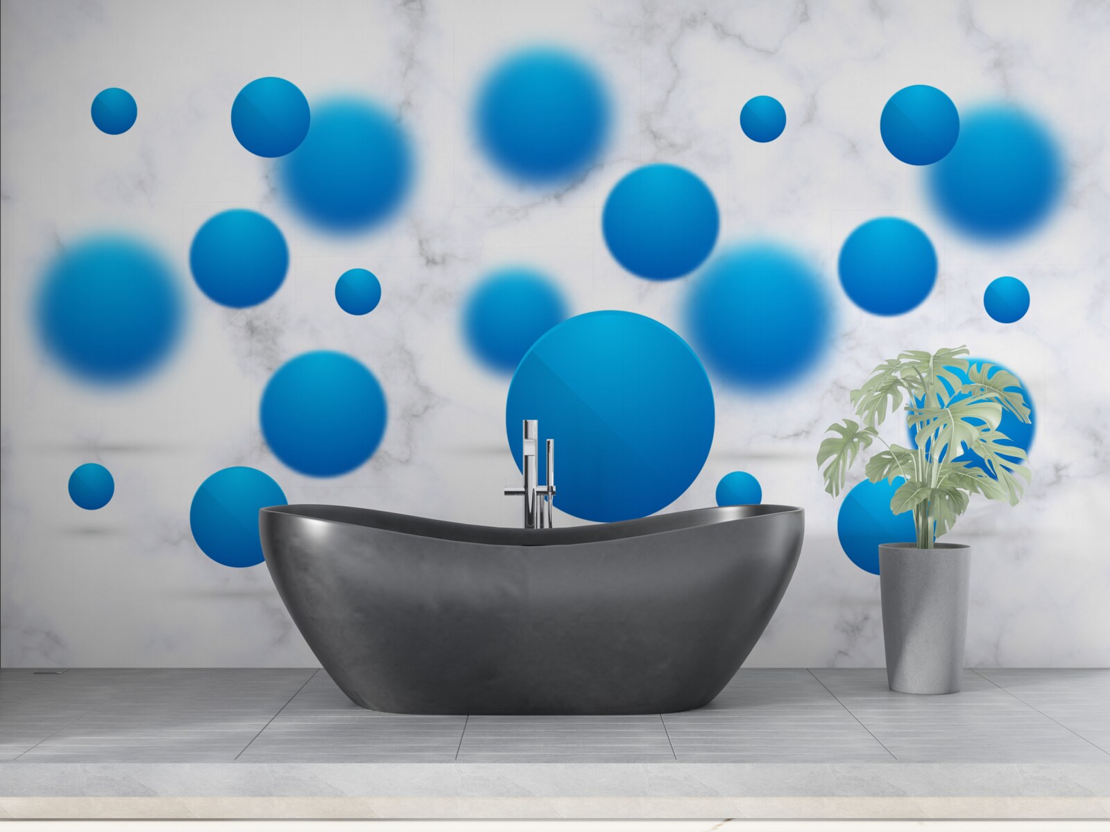 Fototapet cercuri albastre plutind în aer