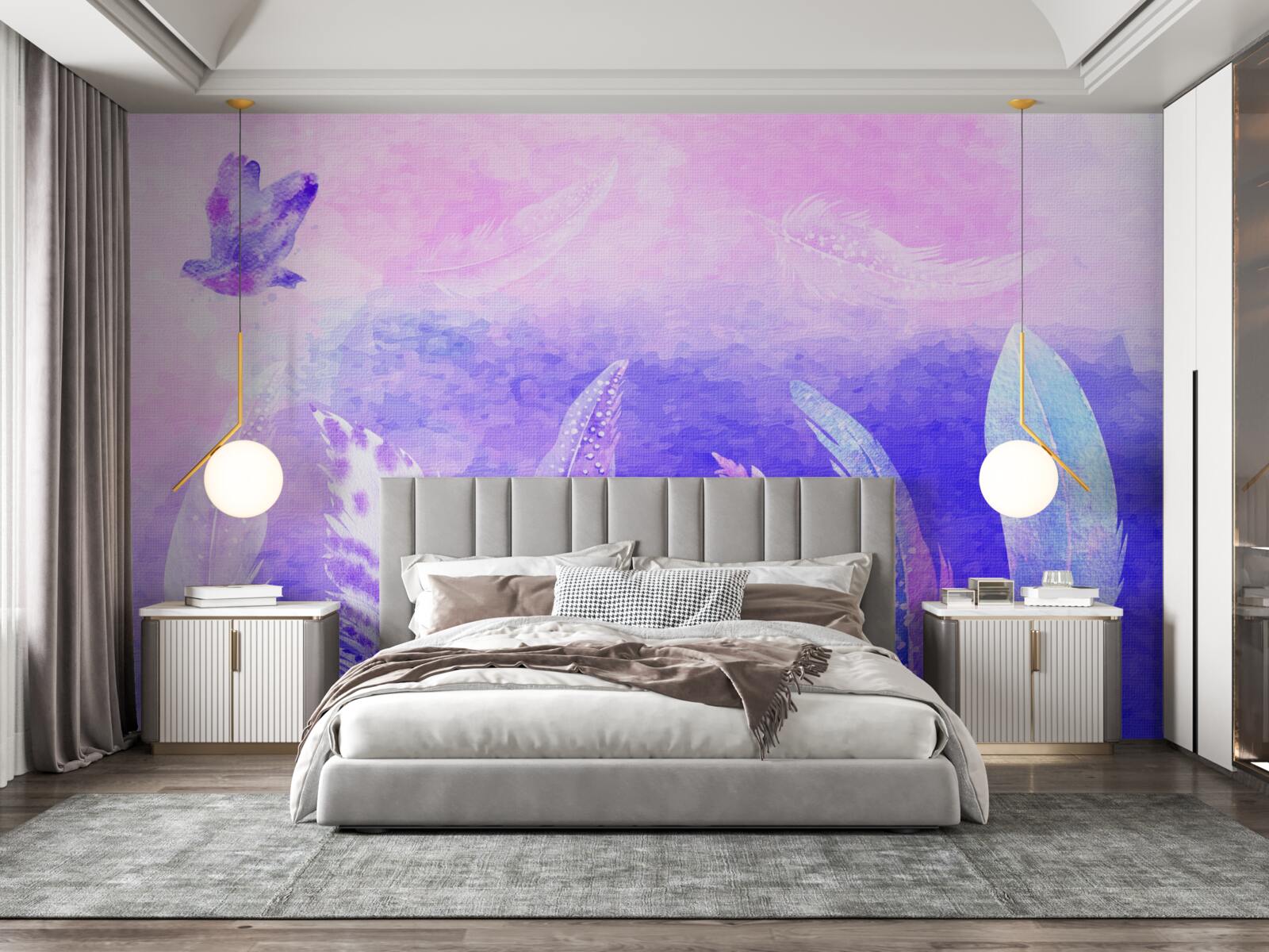 Fototapet pasăre care zboară deasupra penelor