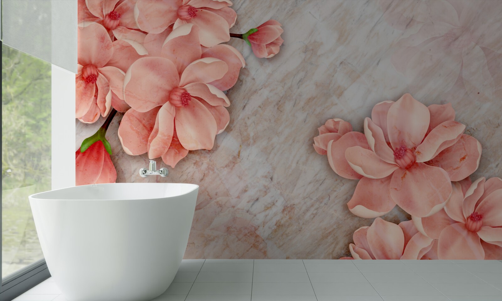 Fototapet magnolii cu flori roz