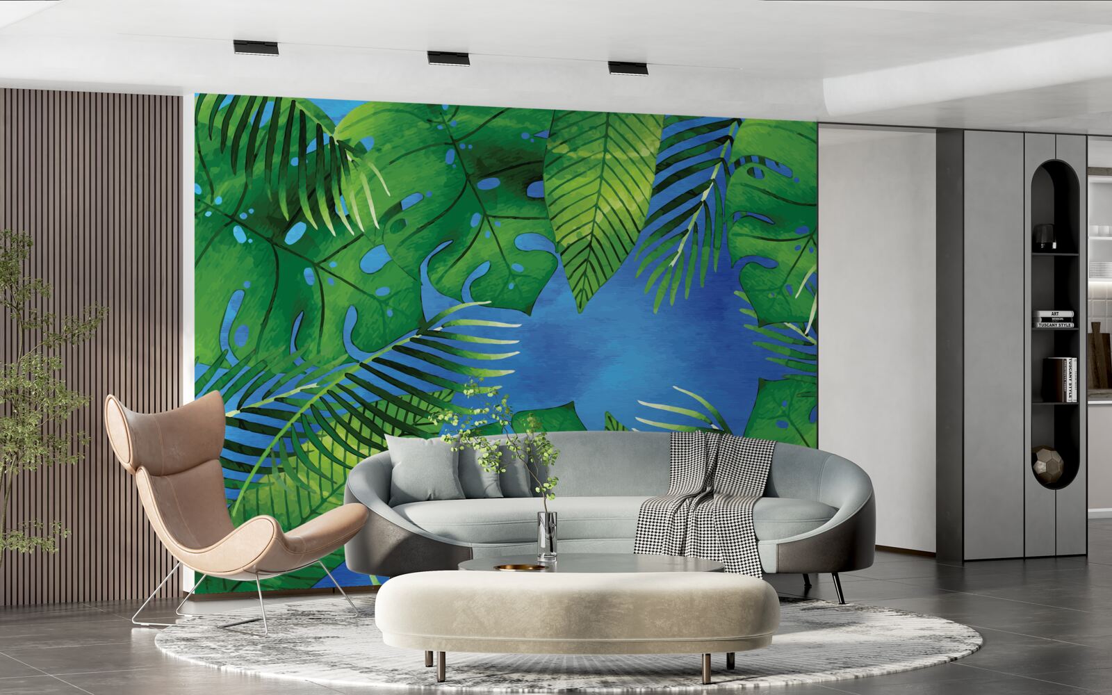 Fototapet frunzele tropicale se deschid spre un cer albastru