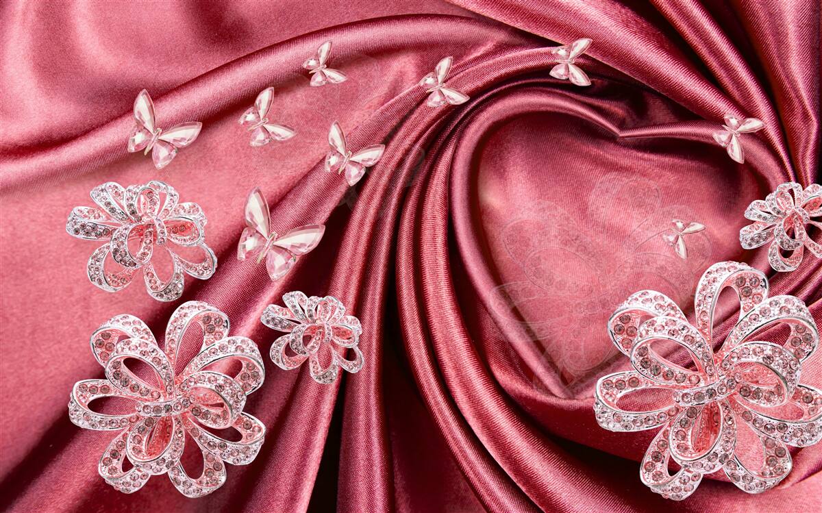 Fototapet decorațiuni florale pe mătase