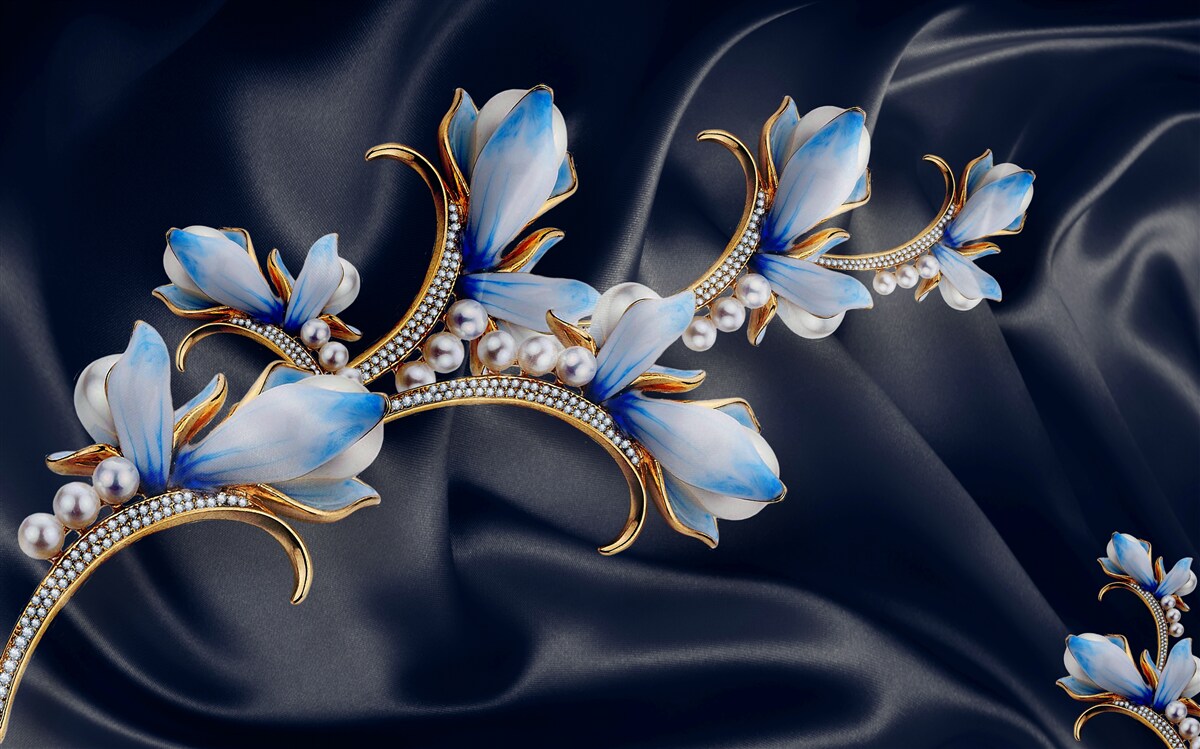 Fototapet ramurile unui arbore de magnolie care nu și-a deschis încă florile albastre