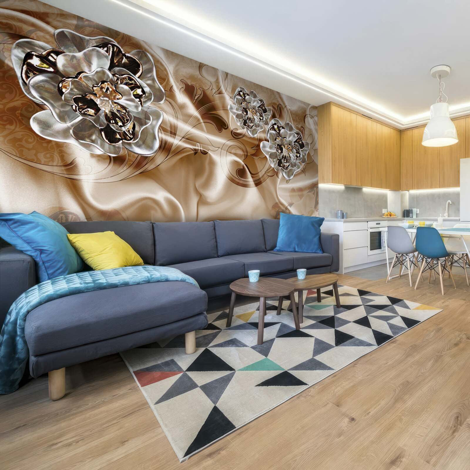 Fototapet joc de vrăjitorie rhinestone pe mătase piersică