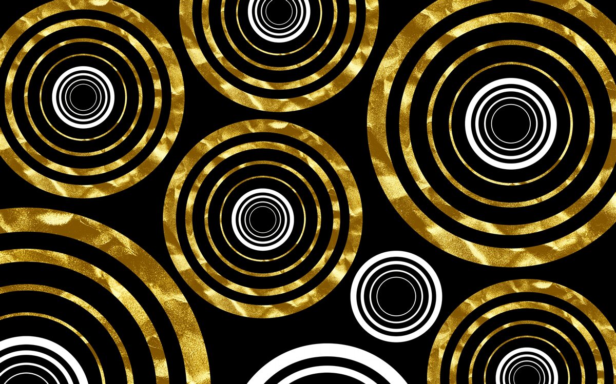 Fototapet inele din aur cu centru alb