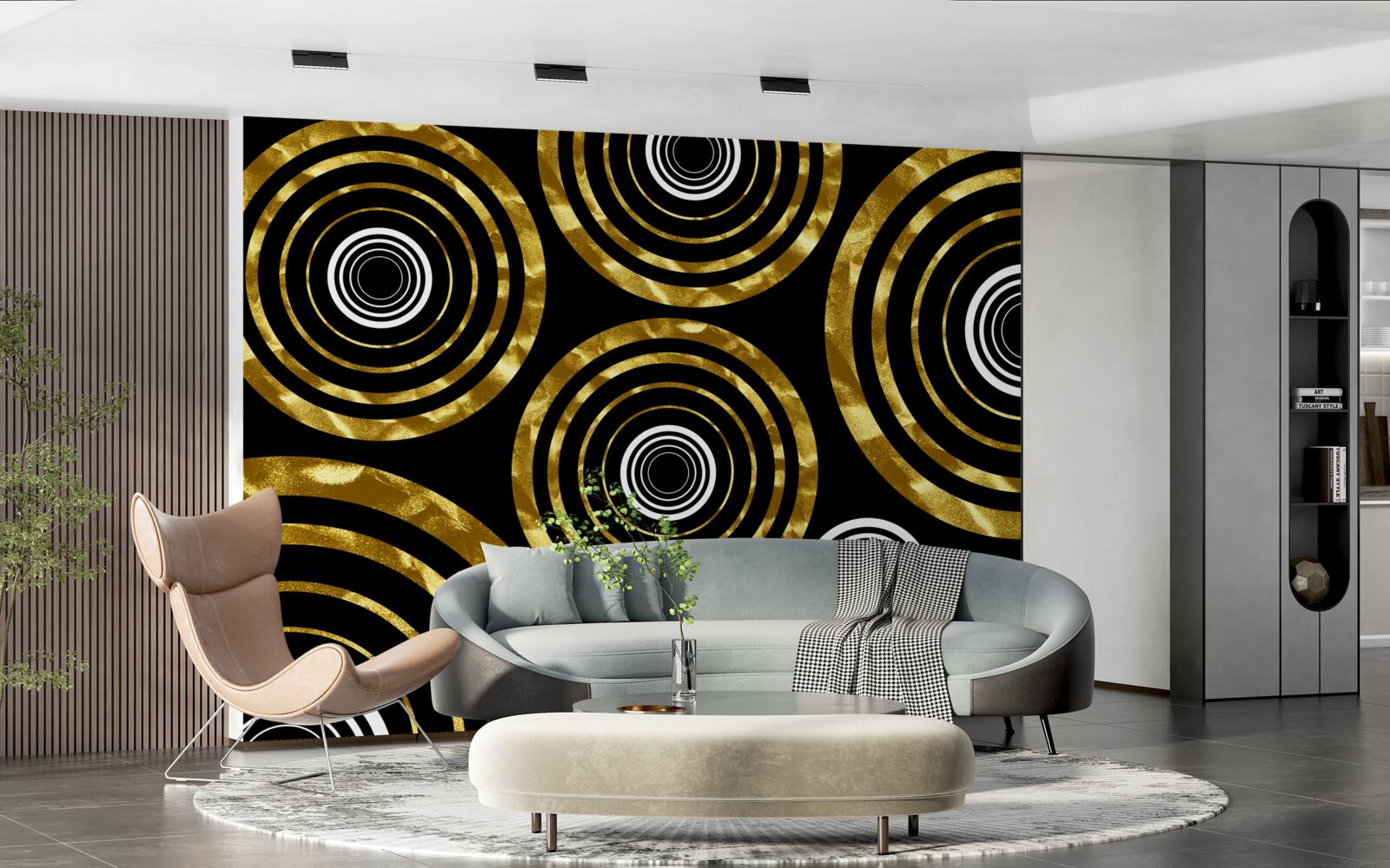 Fototapet inele din aur cu centru alb