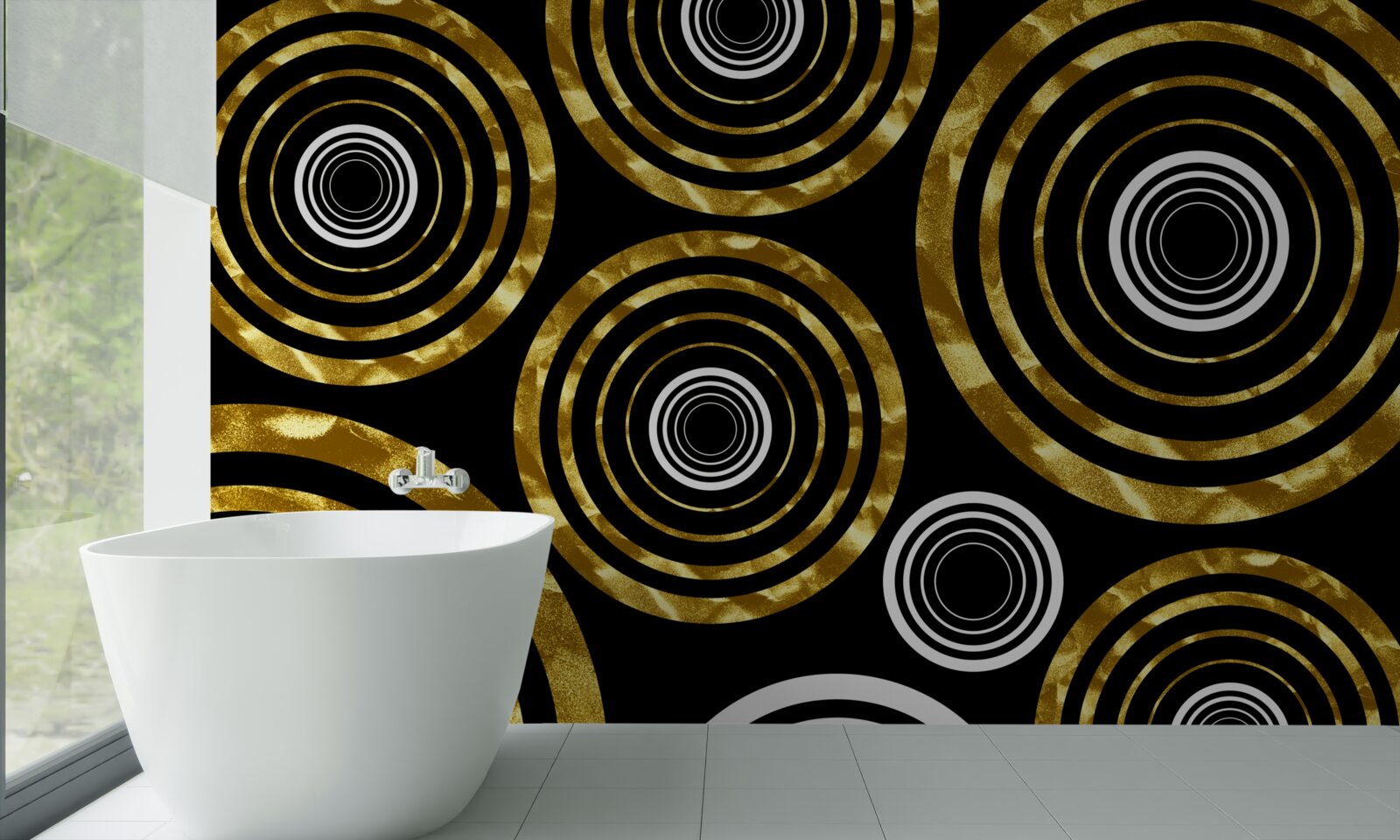 Fototapet inele din aur cu centru alb