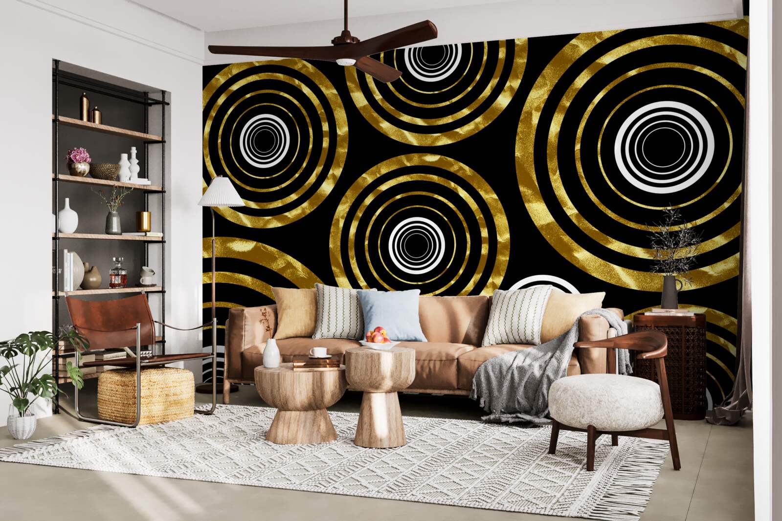 Fototapet inele din aur cu centru alb