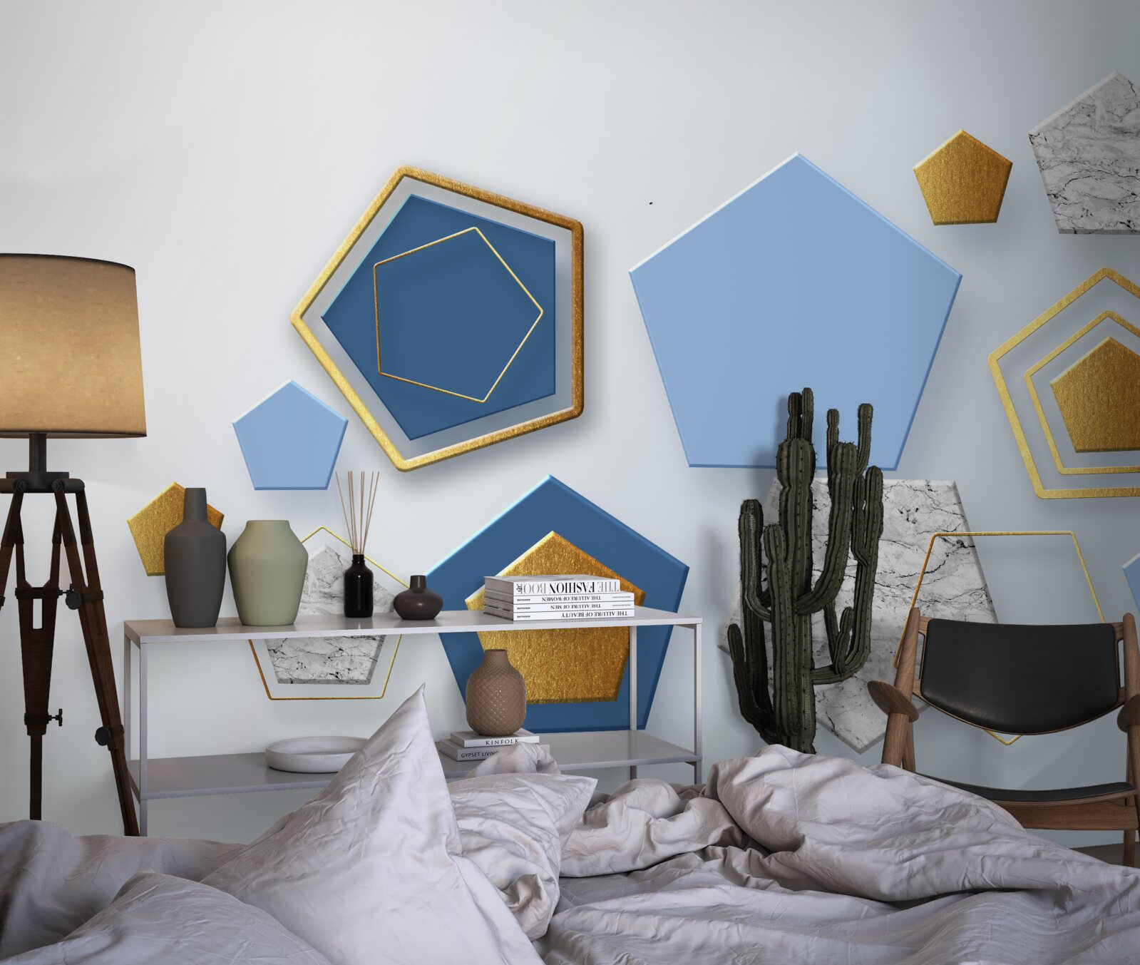 Fototapet hexagoane în diferite nuanțe de culoare