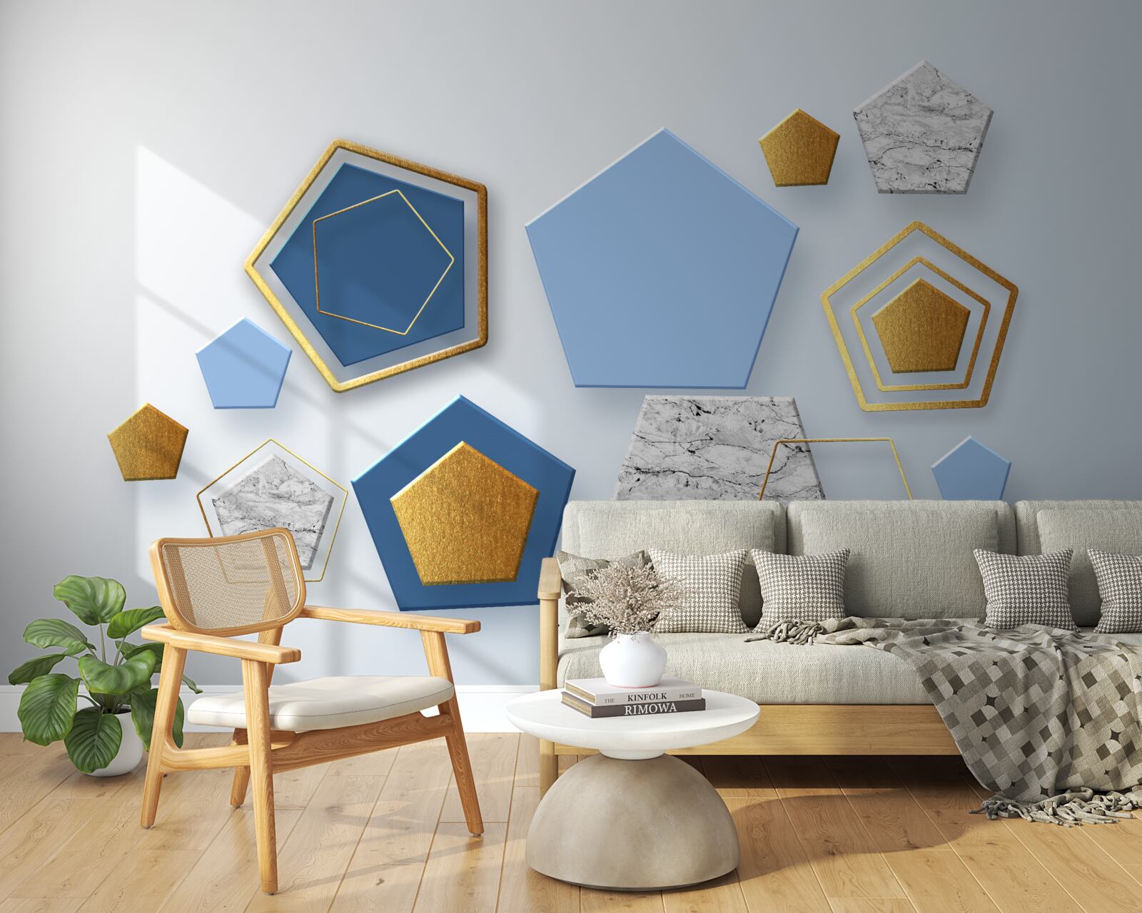 Fototapet hexagoane în diferite nuanțe de culoare