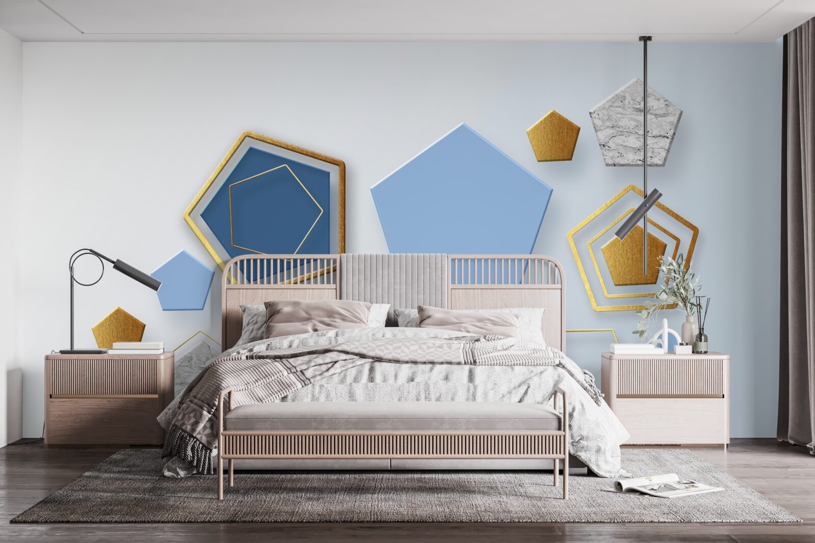 Fototapet hexagoane în diferite nuanțe de culoare