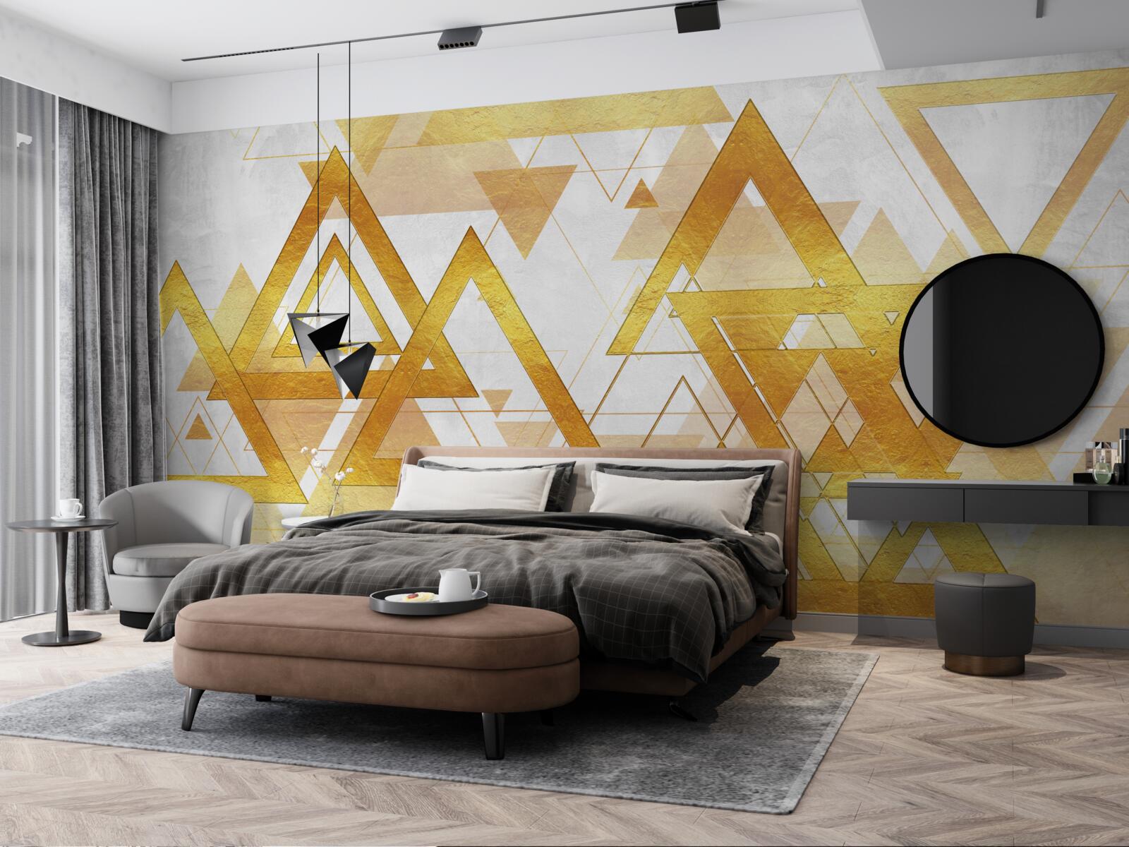 Fototapet masă de triunghiuri de aur