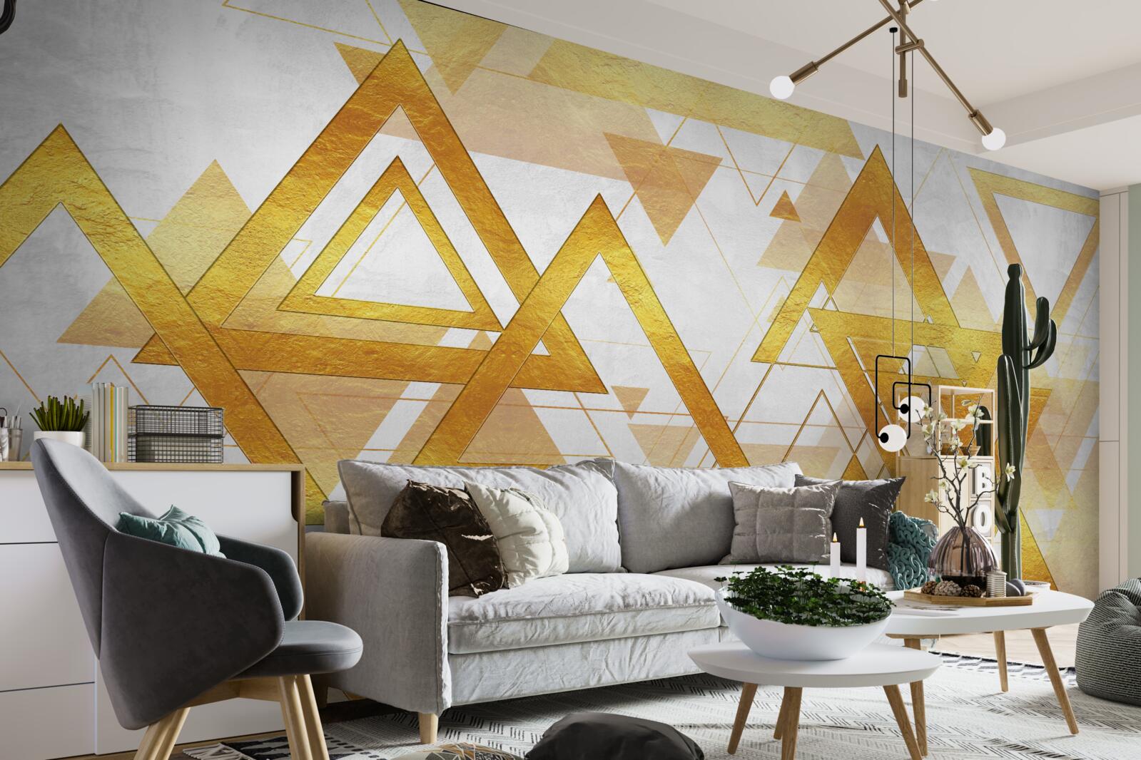 Fototapet masă de triunghiuri de aur