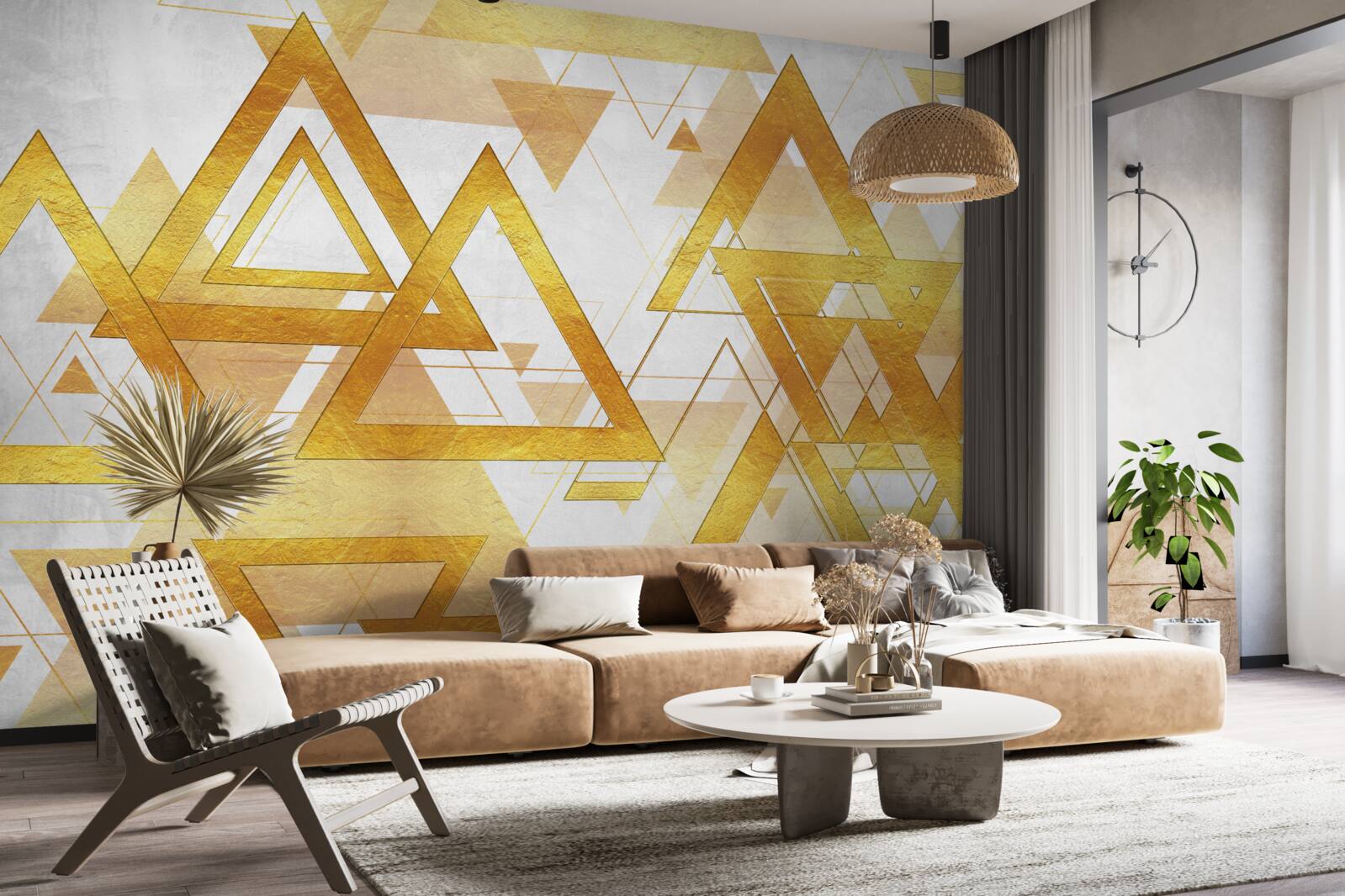 Fototapet masă de triunghiuri de aur