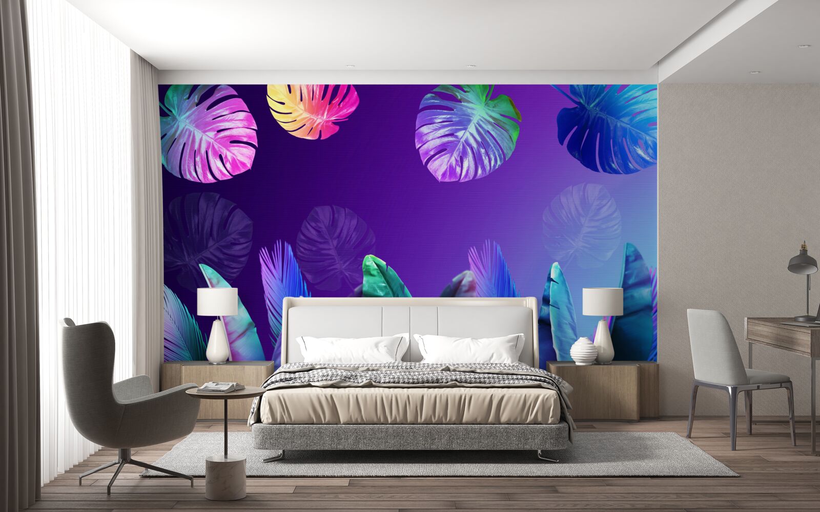 Fototapet frunze tropicale în nuanțe de gradient