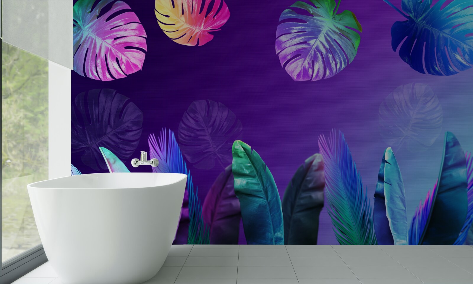 Fototapet frunze tropicale în nuanțe de gradient