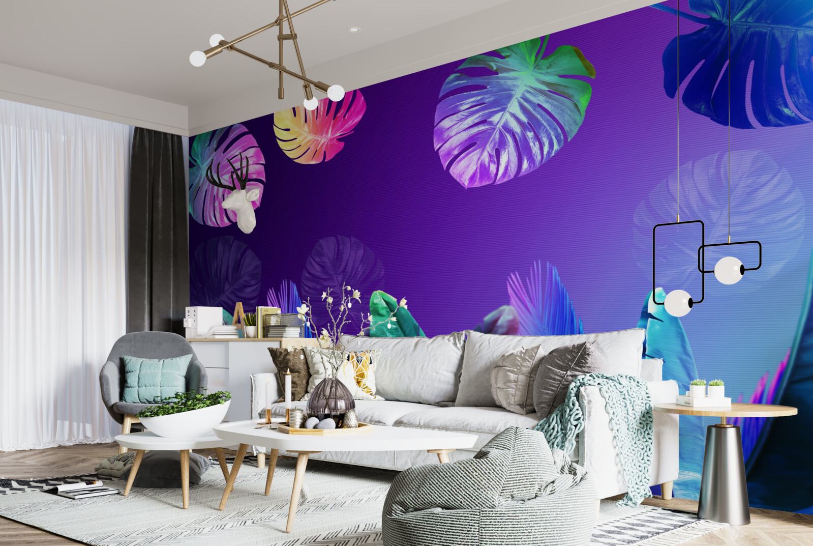 Fototapet frunze tropicale în nuanțe de gradient