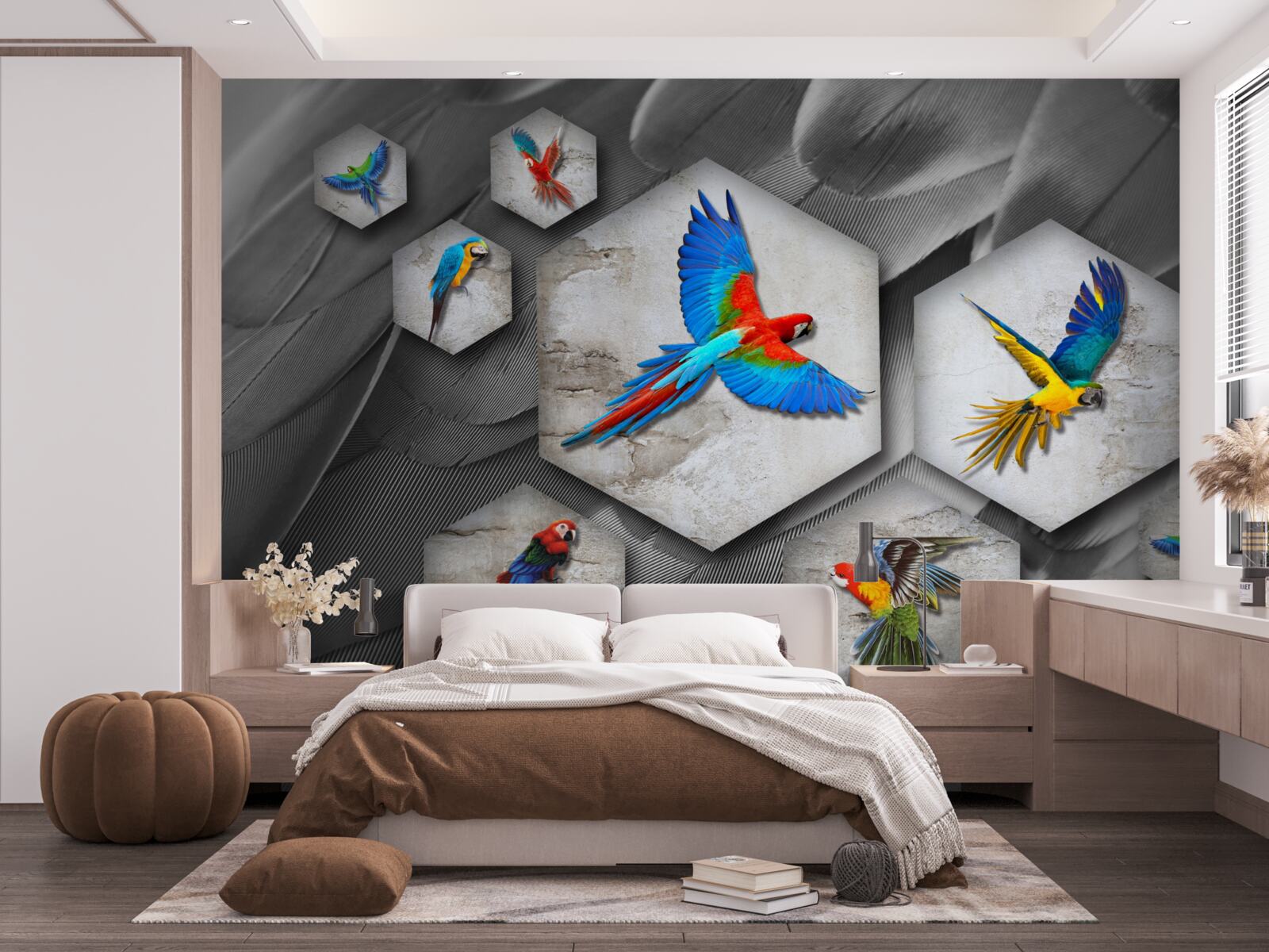 Fototapet diferite tipuri de papagali colorați