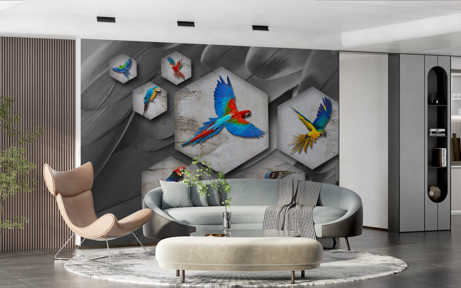 Fototapet diferite tipuri de papagali colorați