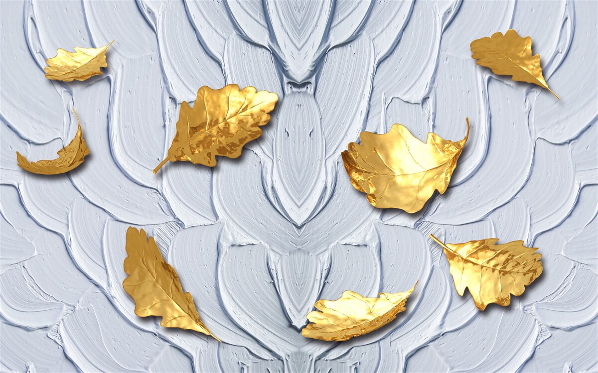 Fototapet frunzele aurii se depun pe suprafața apei