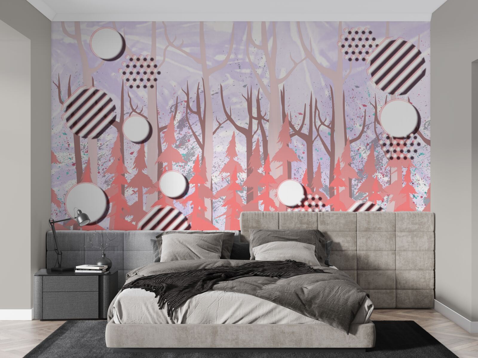 Fototapet frunze abstracte roz ale unei păduri de toamnă