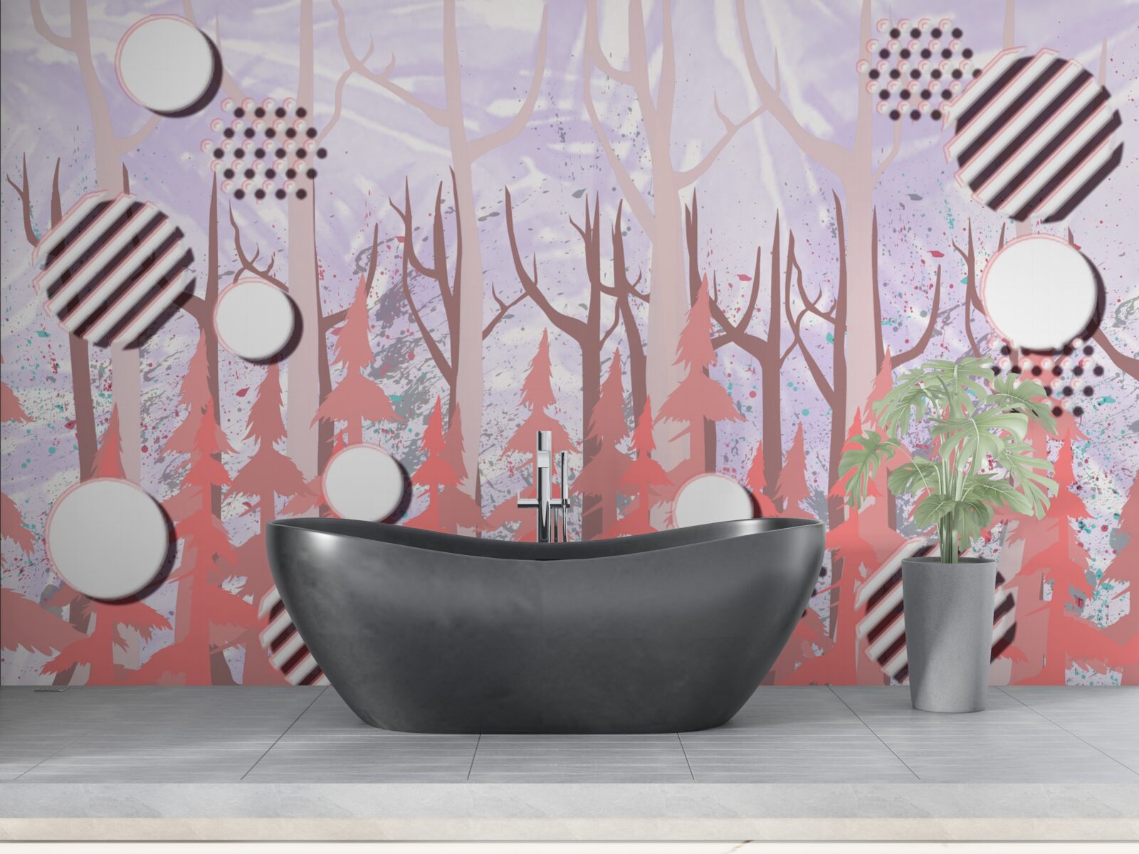 Fototapet frunze abstracte roz ale unei păduri de toamnă