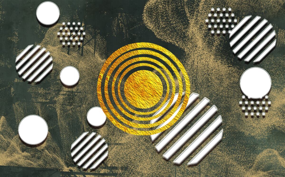 Fototapet fuziune de forme diferite pe un fundal cețos