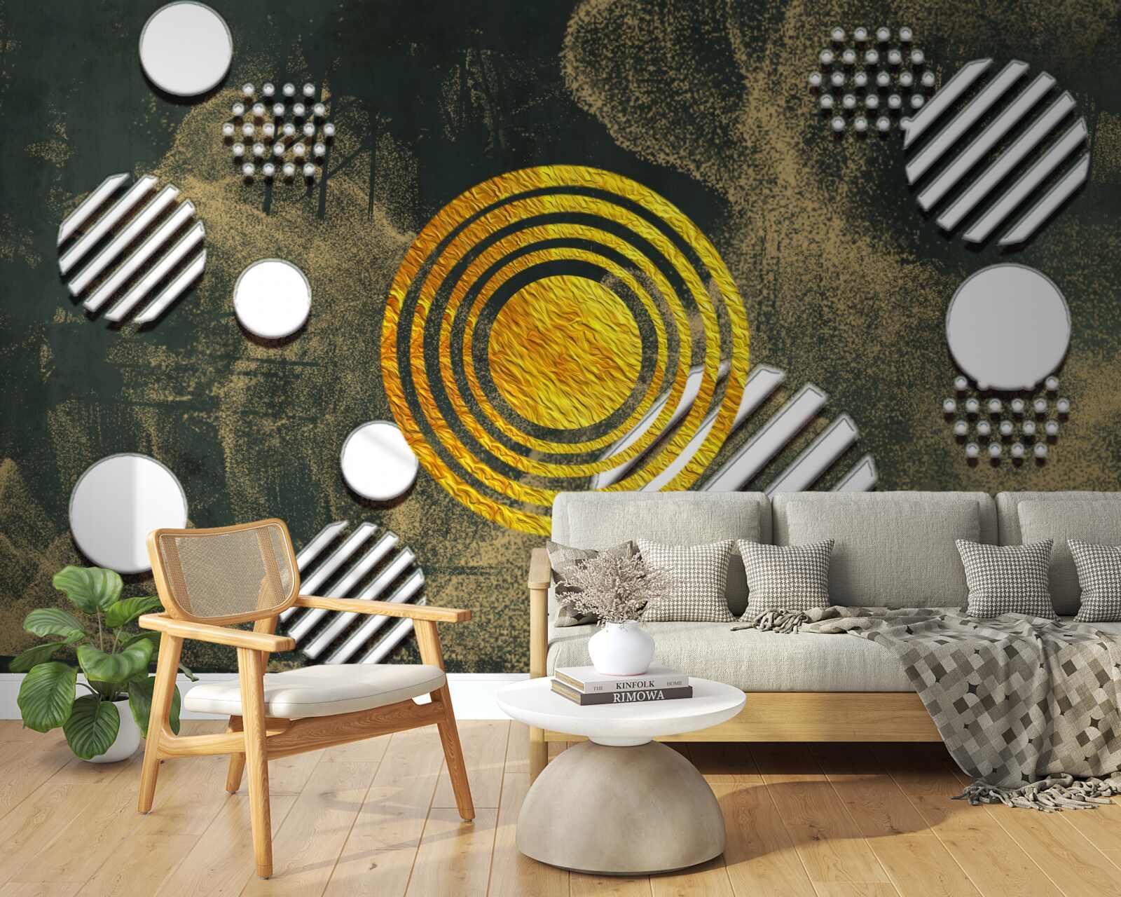 Fototapet fuziune de forme diferite pe un fundal cețos