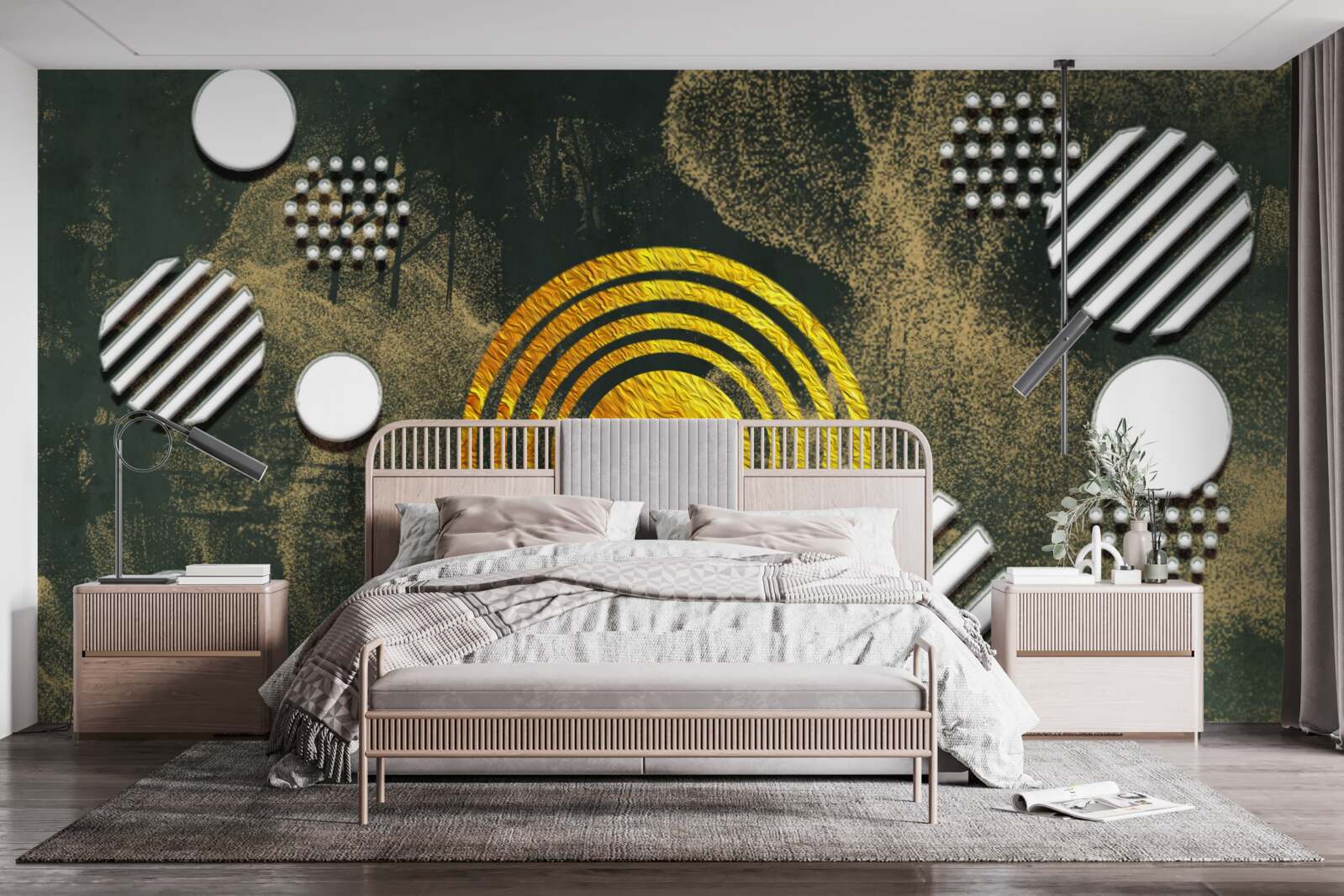 Fototapet fuziune de forme diferite pe un fundal cețos