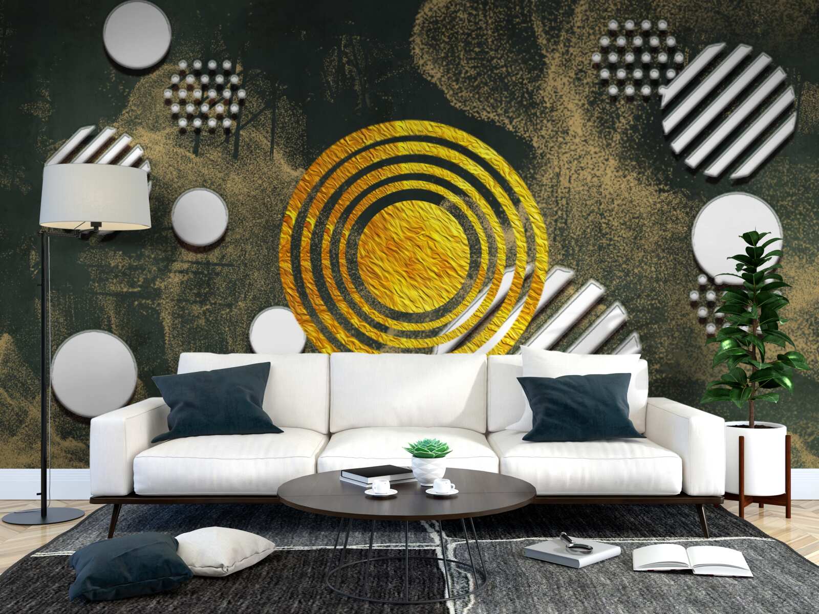 Fototapet fuziune de forme diferite pe un fundal cețos