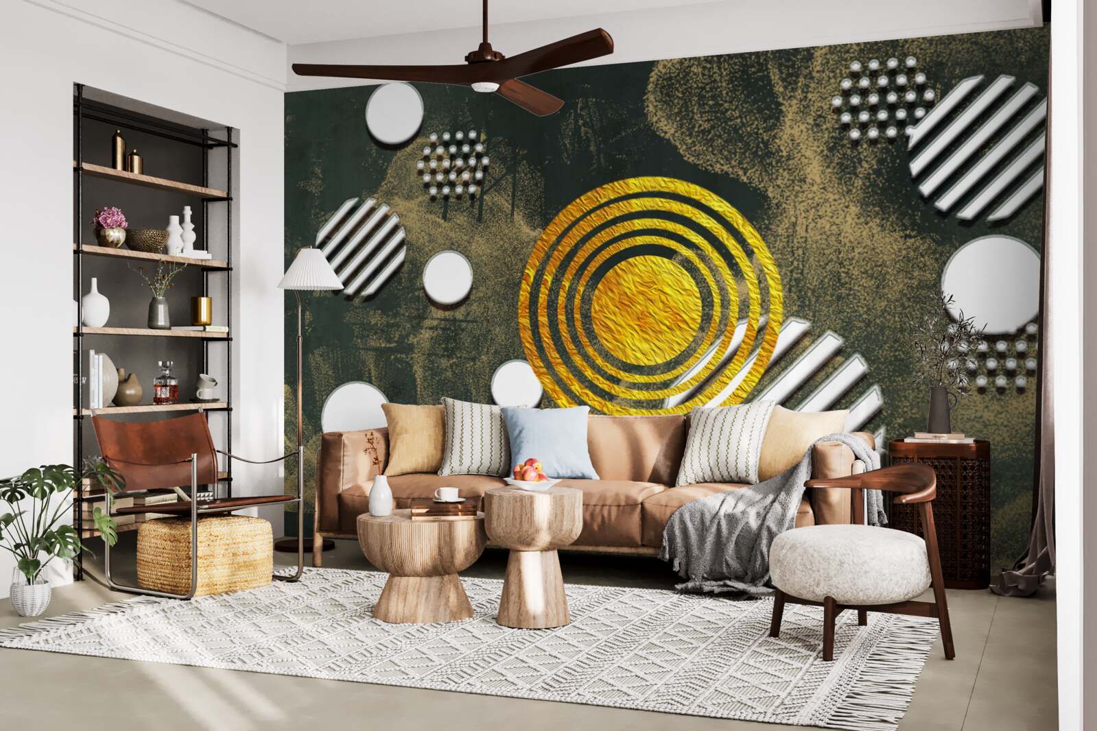 Fototapet fuziune de forme diferite pe un fundal cețos