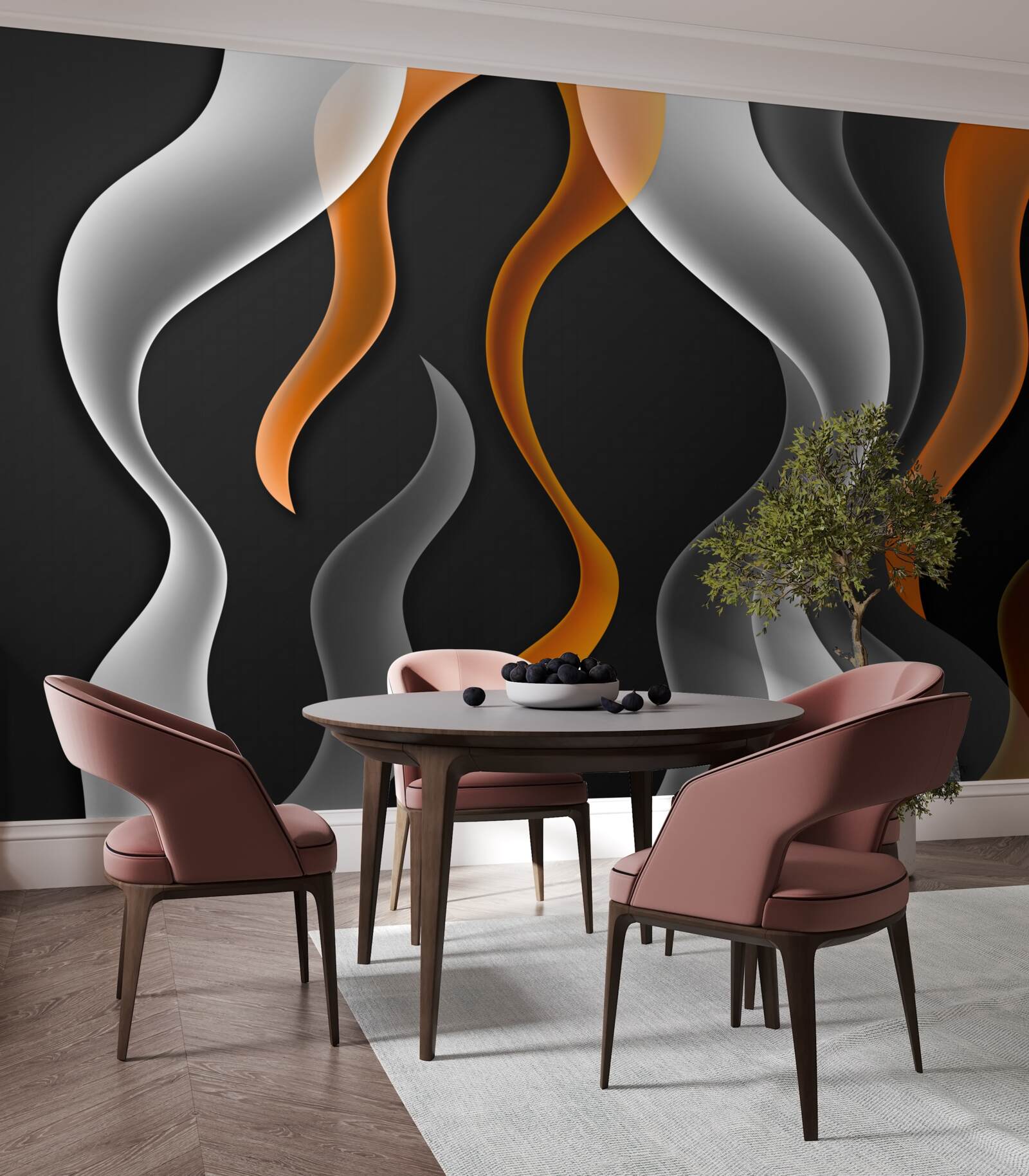 Fototapet valuri de tonuri gri și maro