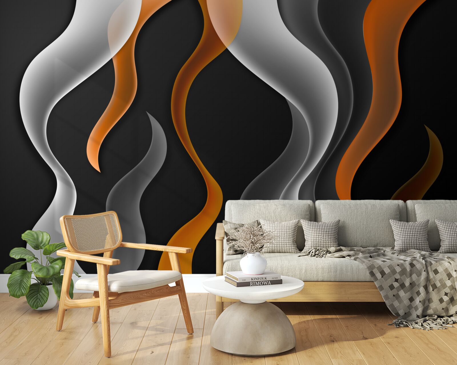 Fototapet valuri de tonuri gri și maro