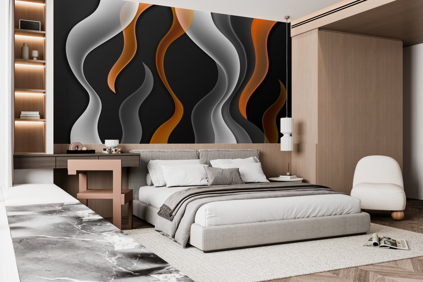 Fototapet valuri de tonuri gri și maro