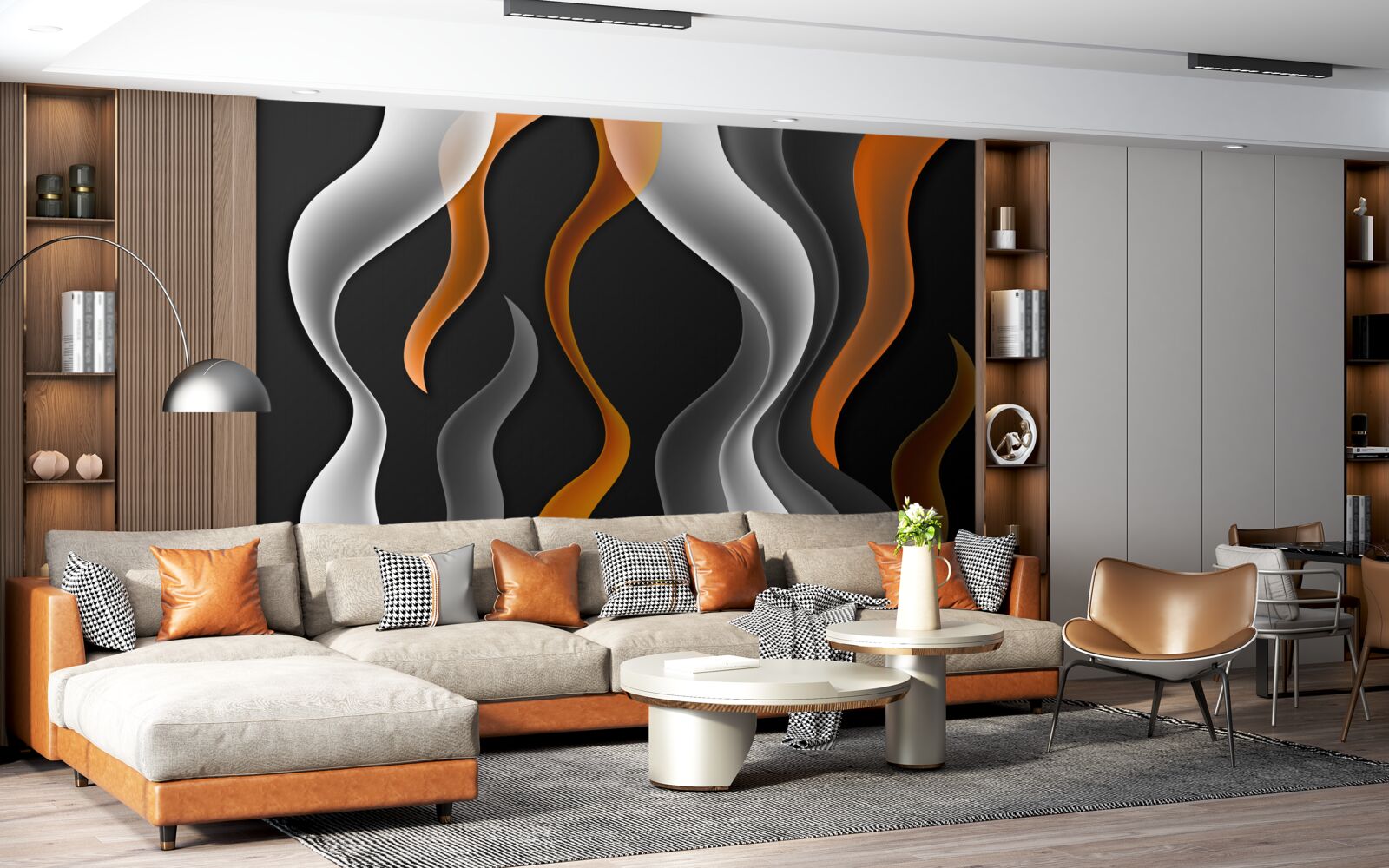 Fototapet valuri de tonuri gri și maro