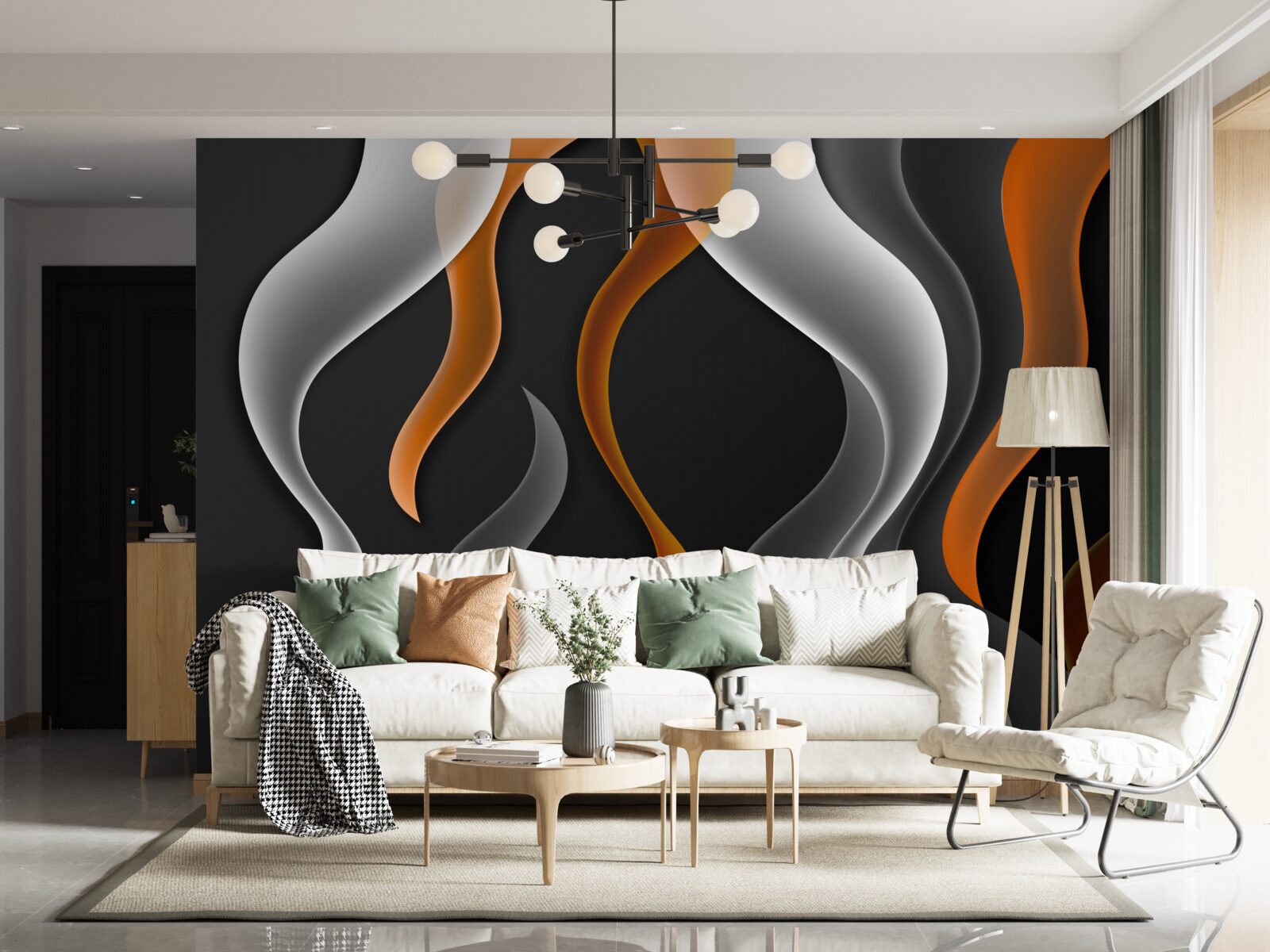 Fototapet valuri de tonuri gri și maro