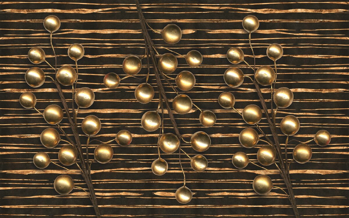 Fototapet perle aurii pe un fundal maro