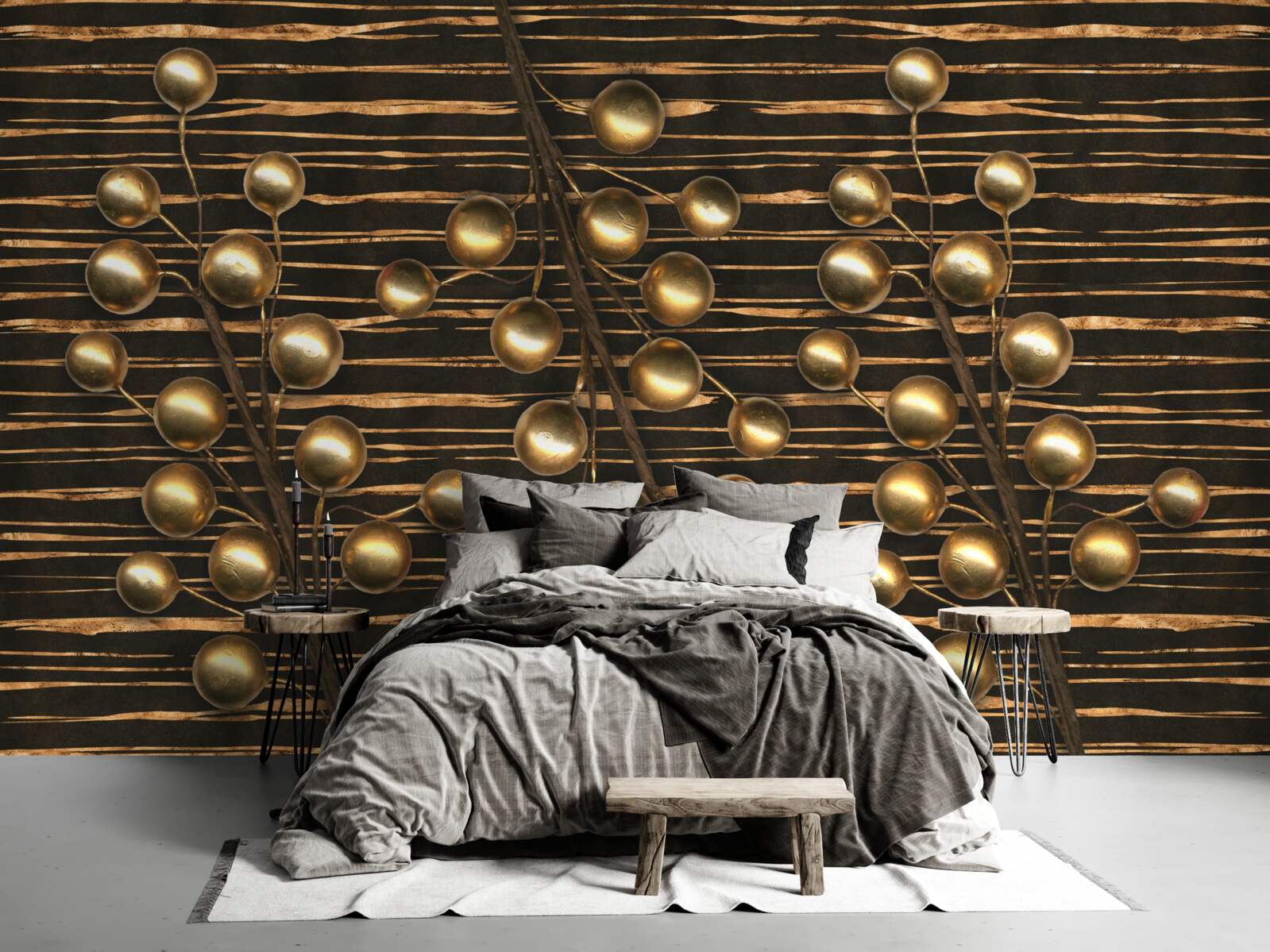 Fototapet perle aurii pe un fundal maro