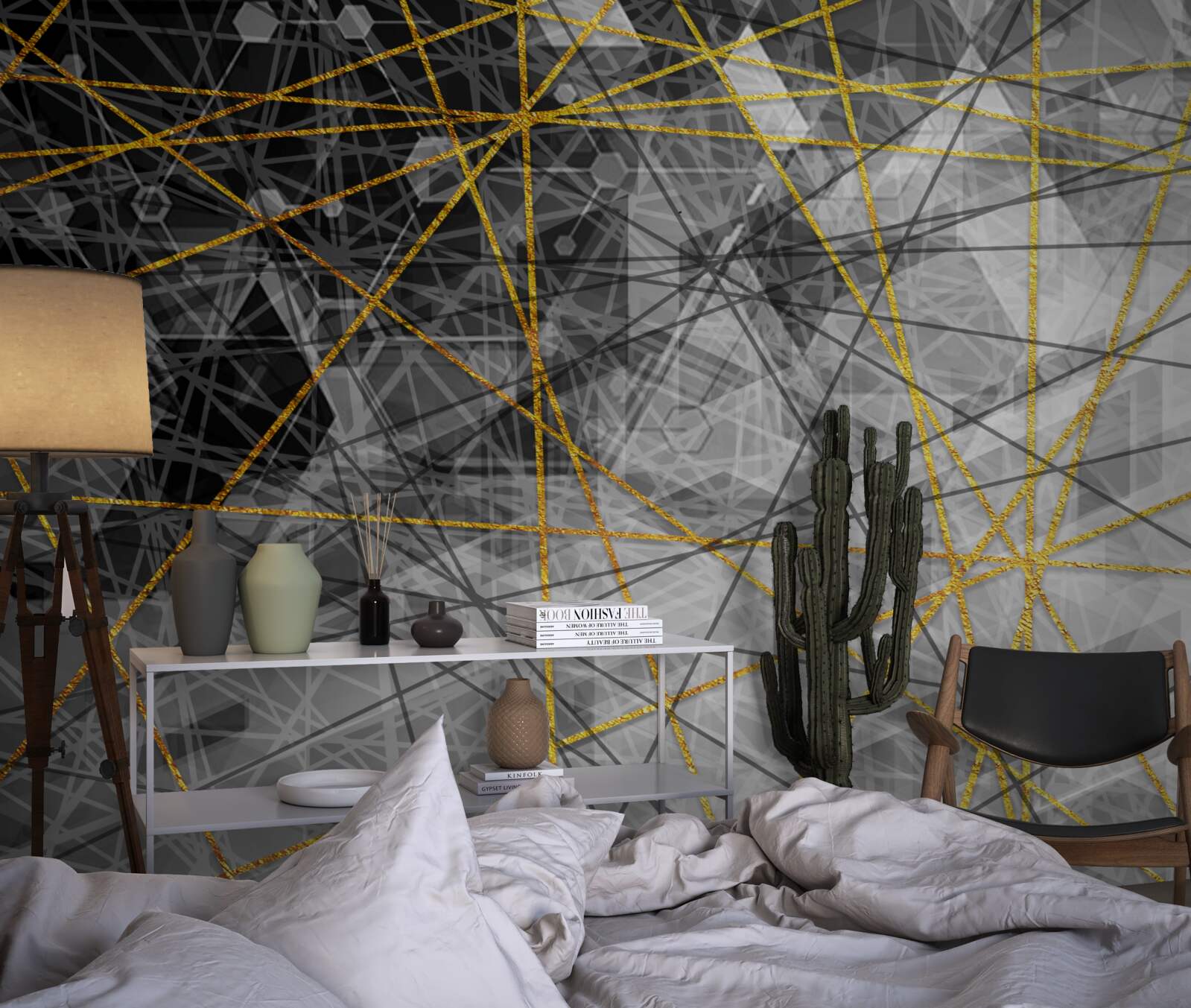 Fototapet fir de aur și pietre