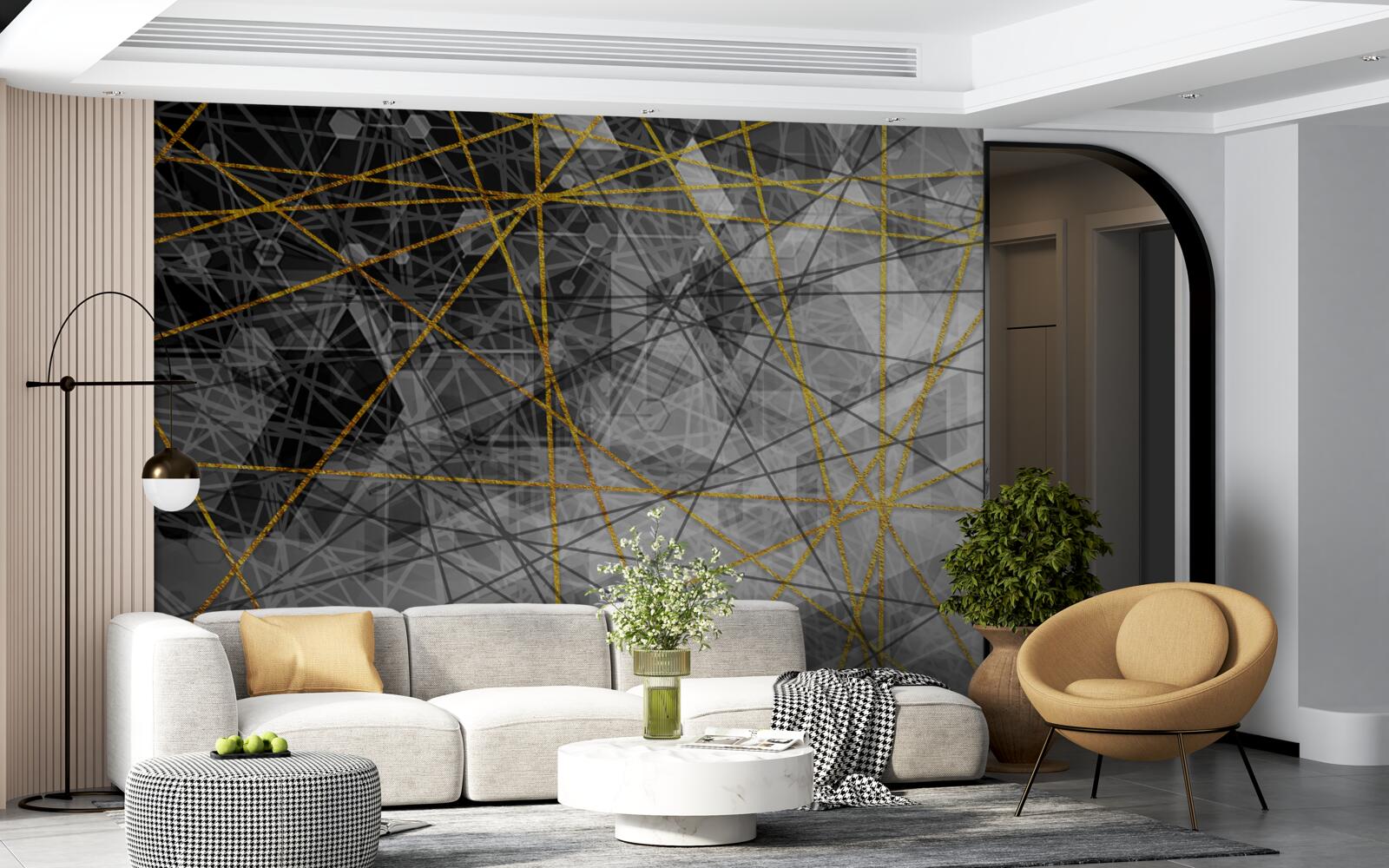 Fototapet fir de aur și pietre