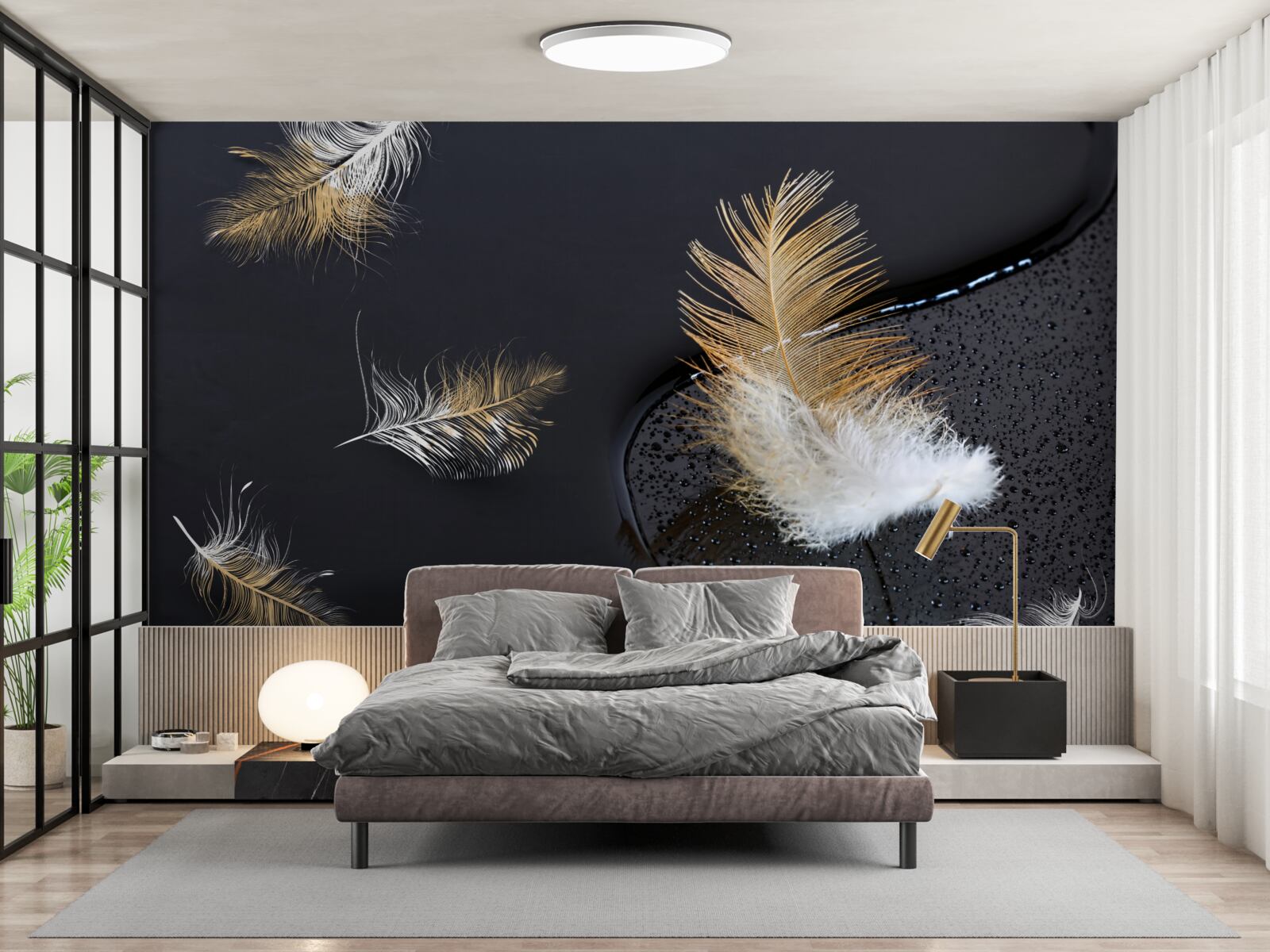 Fototapet moale în alb ca zăpada și auriu