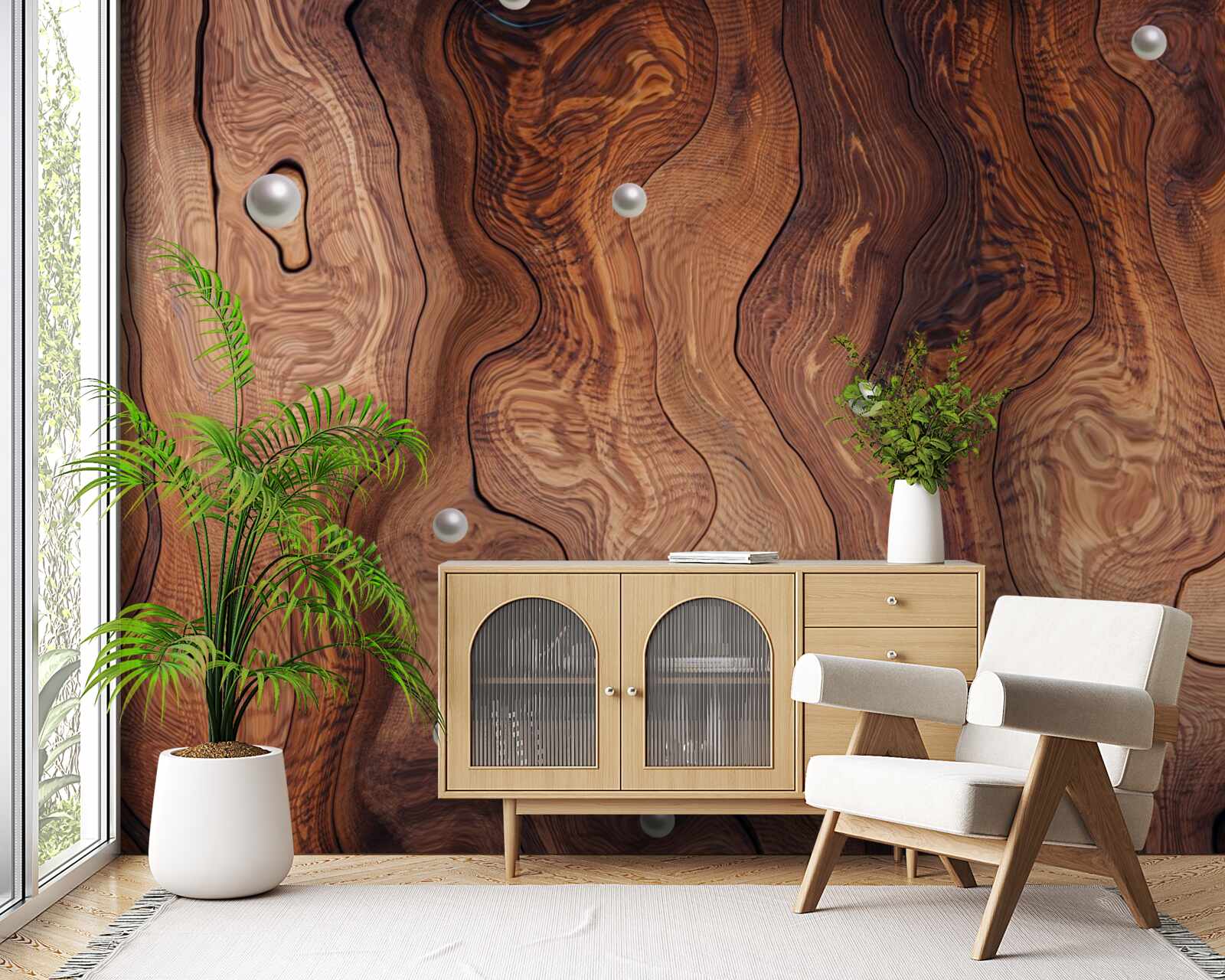 Fototapet lemn texturat și perle