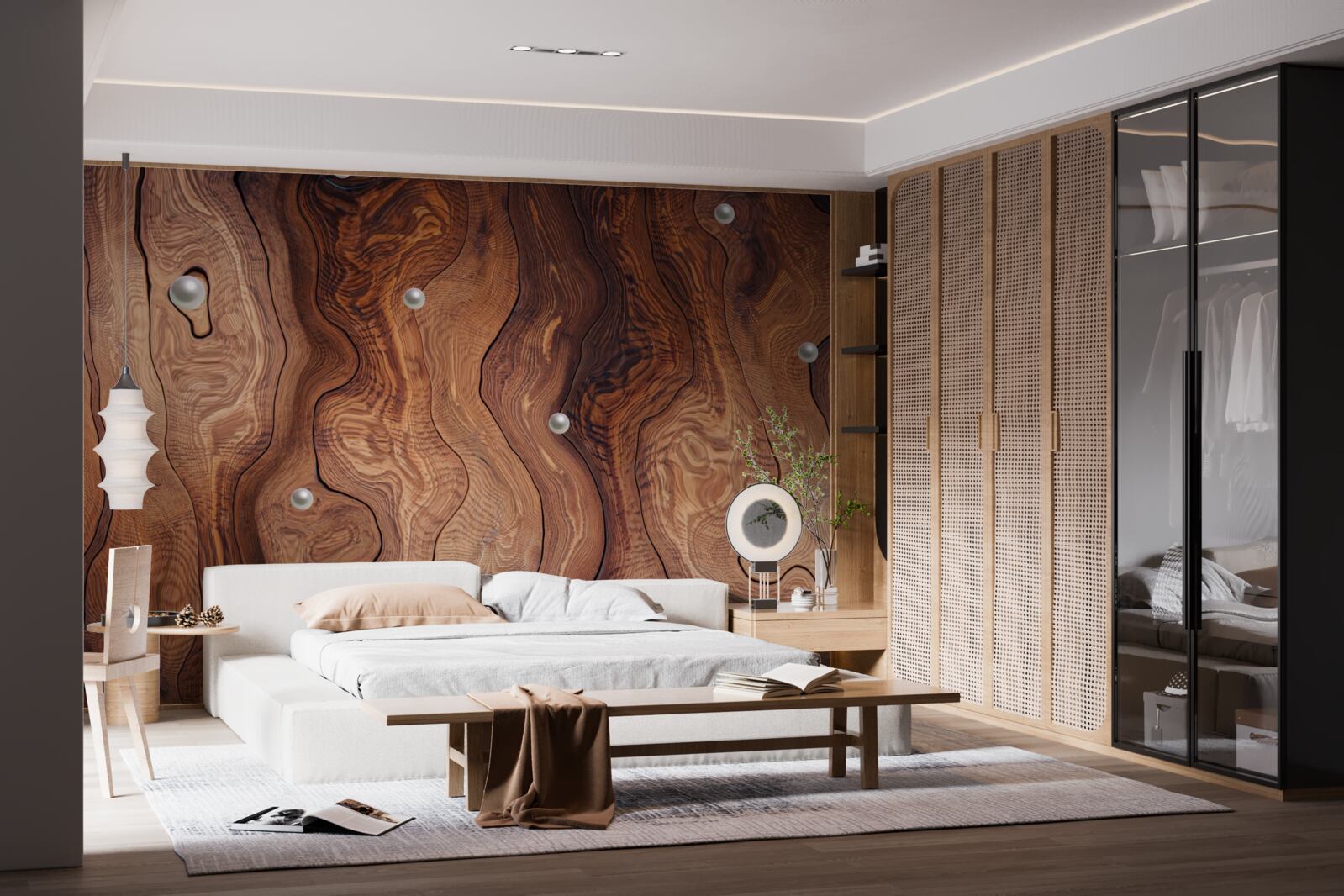 Fototapet lemn texturat și perle