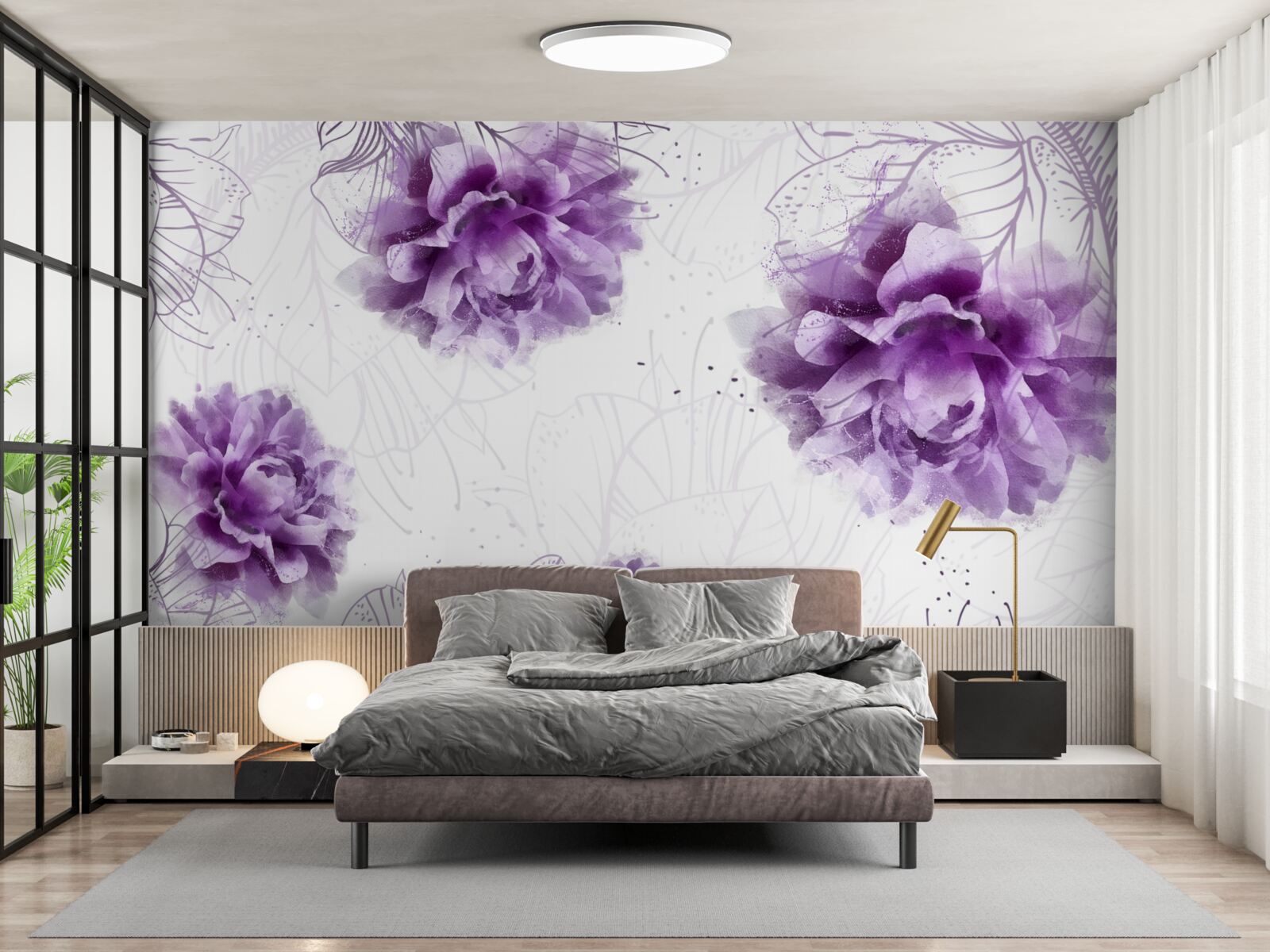 Fototapet bujorii au o frumoasă nuanță de liliac