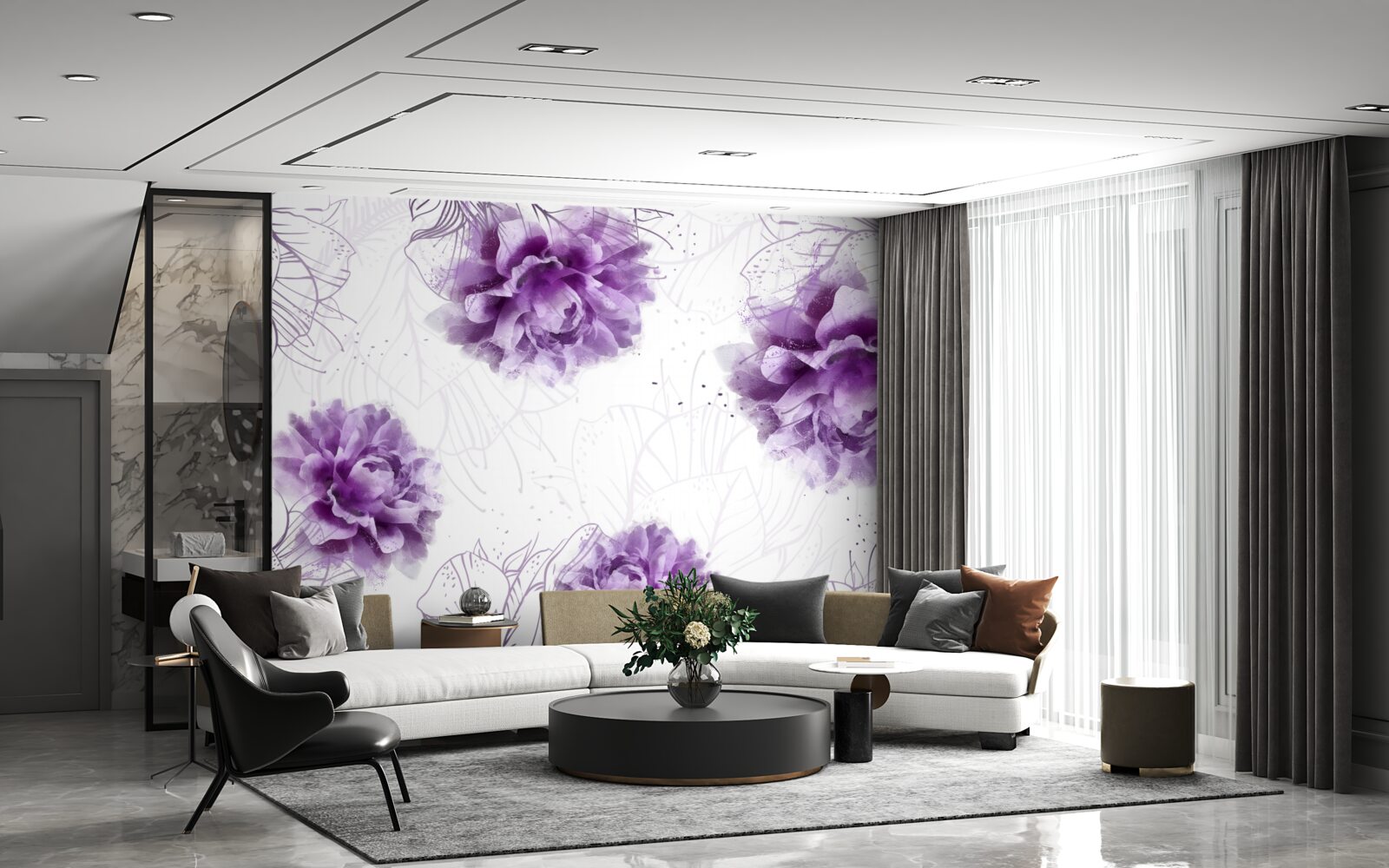 Fototapet bujorii au o frumoasă nuanță de liliac