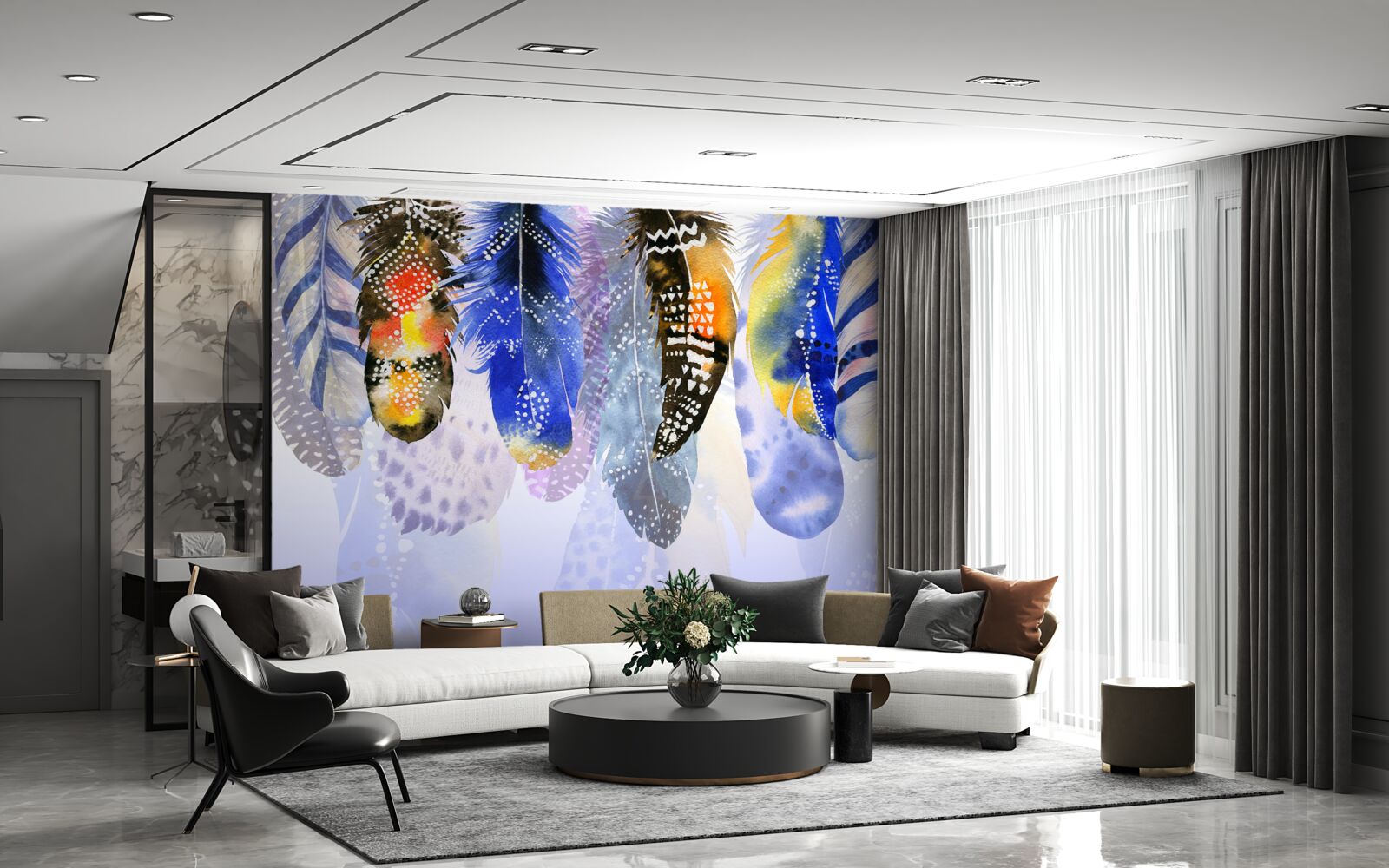 Fototapet atârnă diverse pene