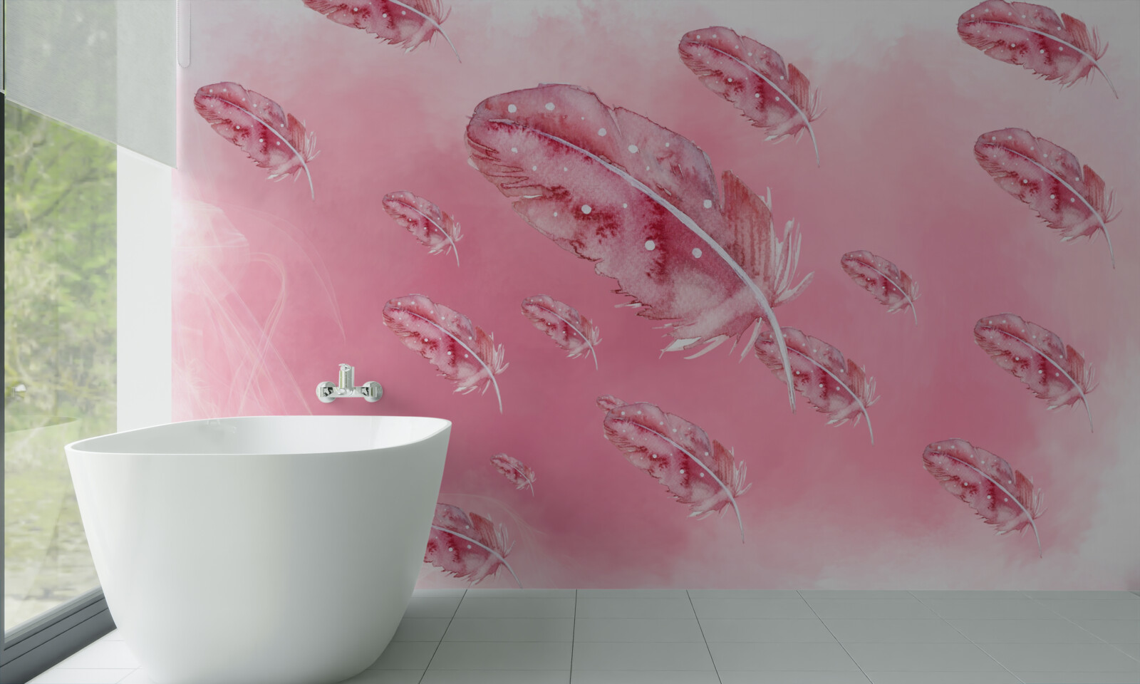 Fototapet pene roz pe un fundal roz