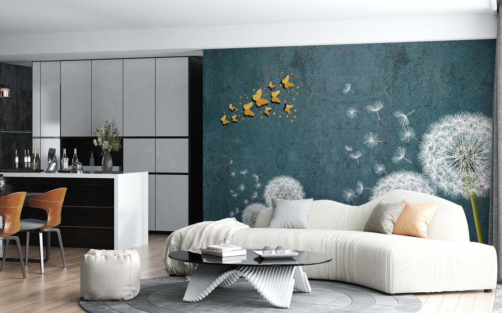 Fototapet fluturi plutind deasupra lăptișorului de matcă