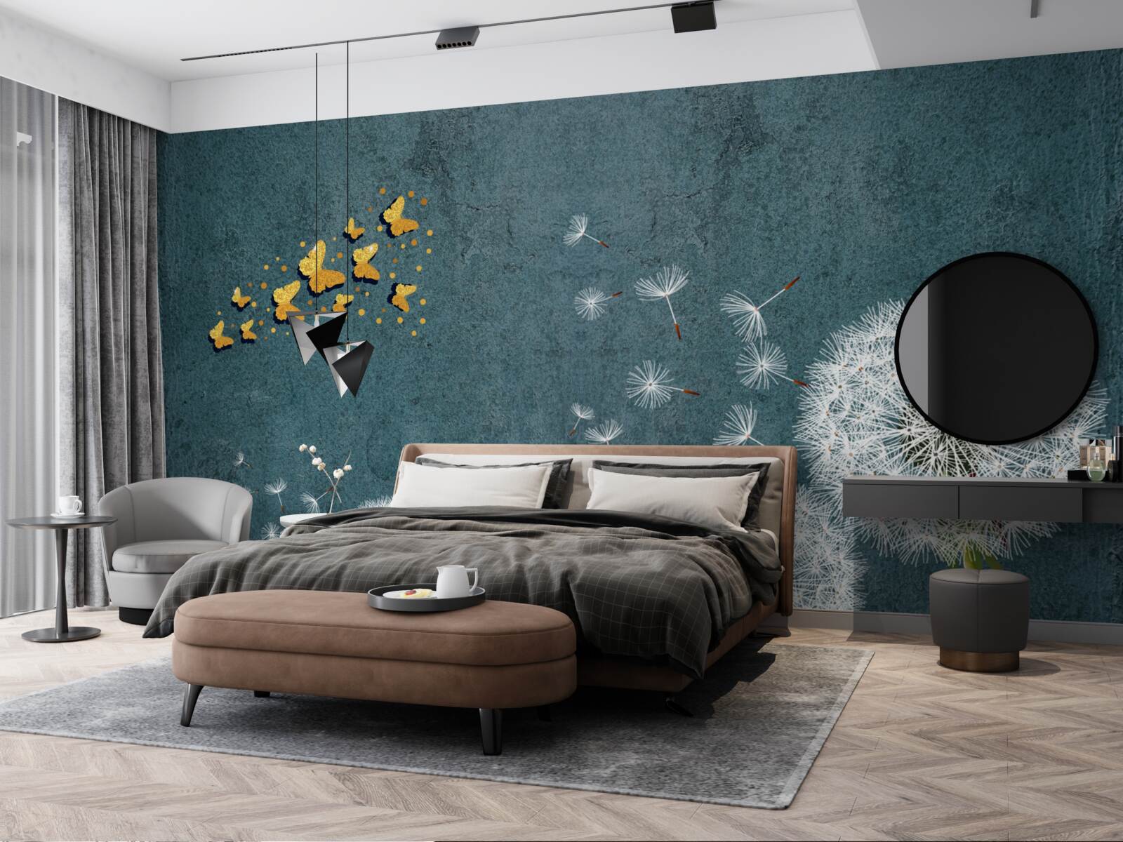 Fototapet fluturi plutind deasupra lăptișorului de matcă