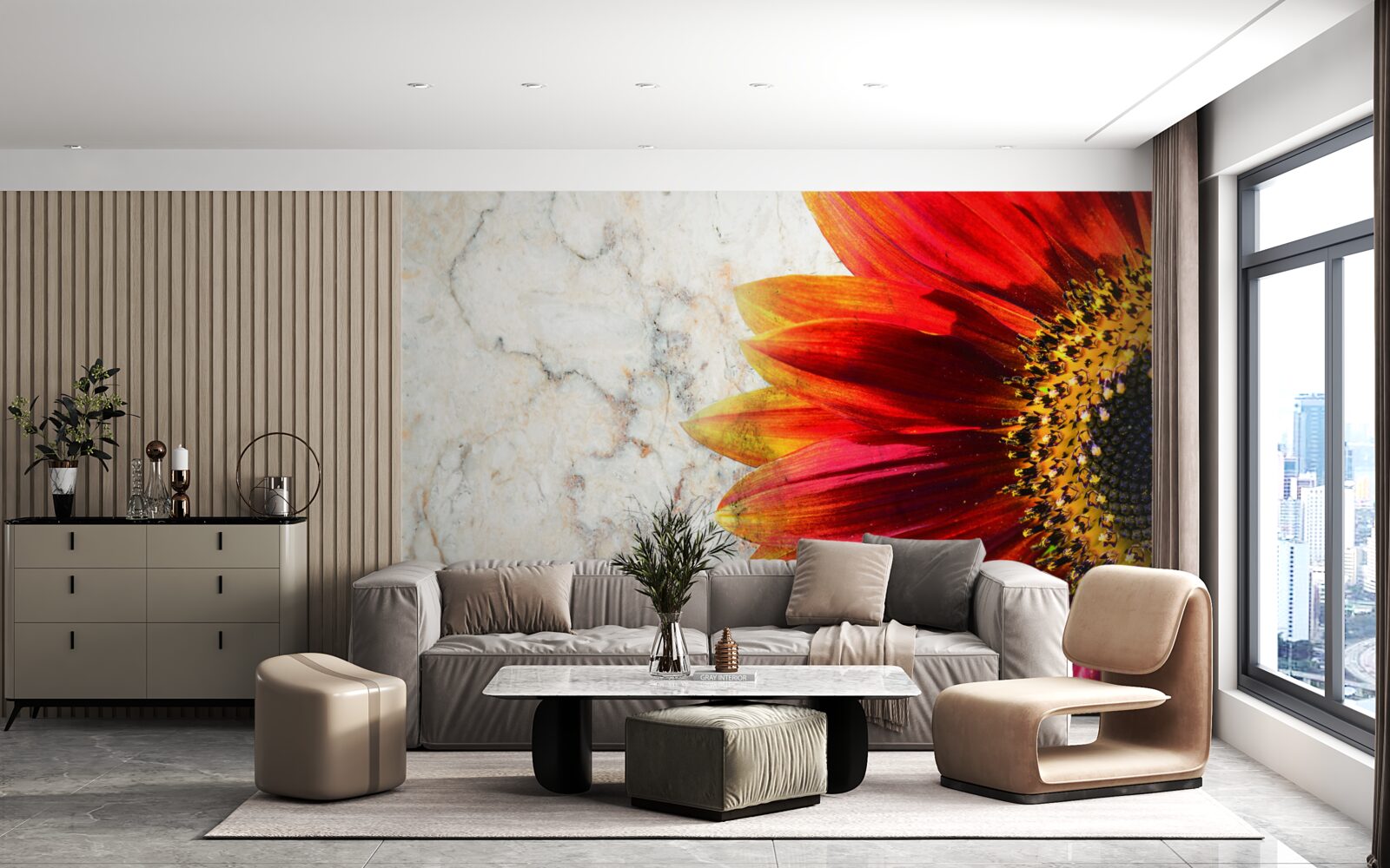 Fototapet gerbera uriașă roșu-portocaliu