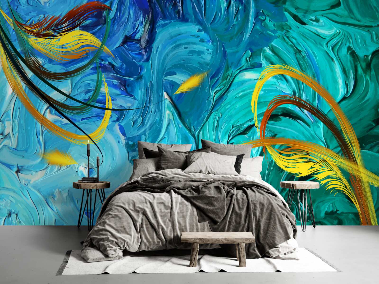 Fototapet pigmenți albastru guașe în diferite nuanțe